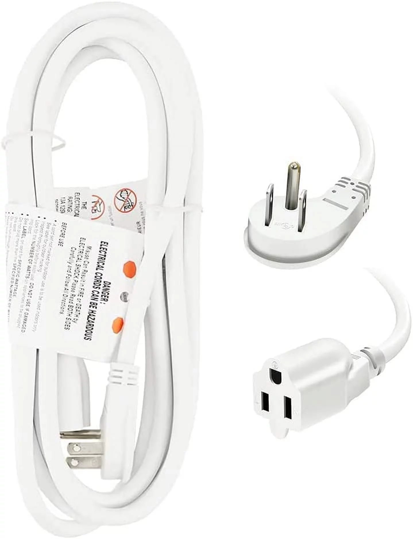 EP 10 Ft 16/3 Flat Plug Indoor Extension Cord, White Low Profile Extension Cable