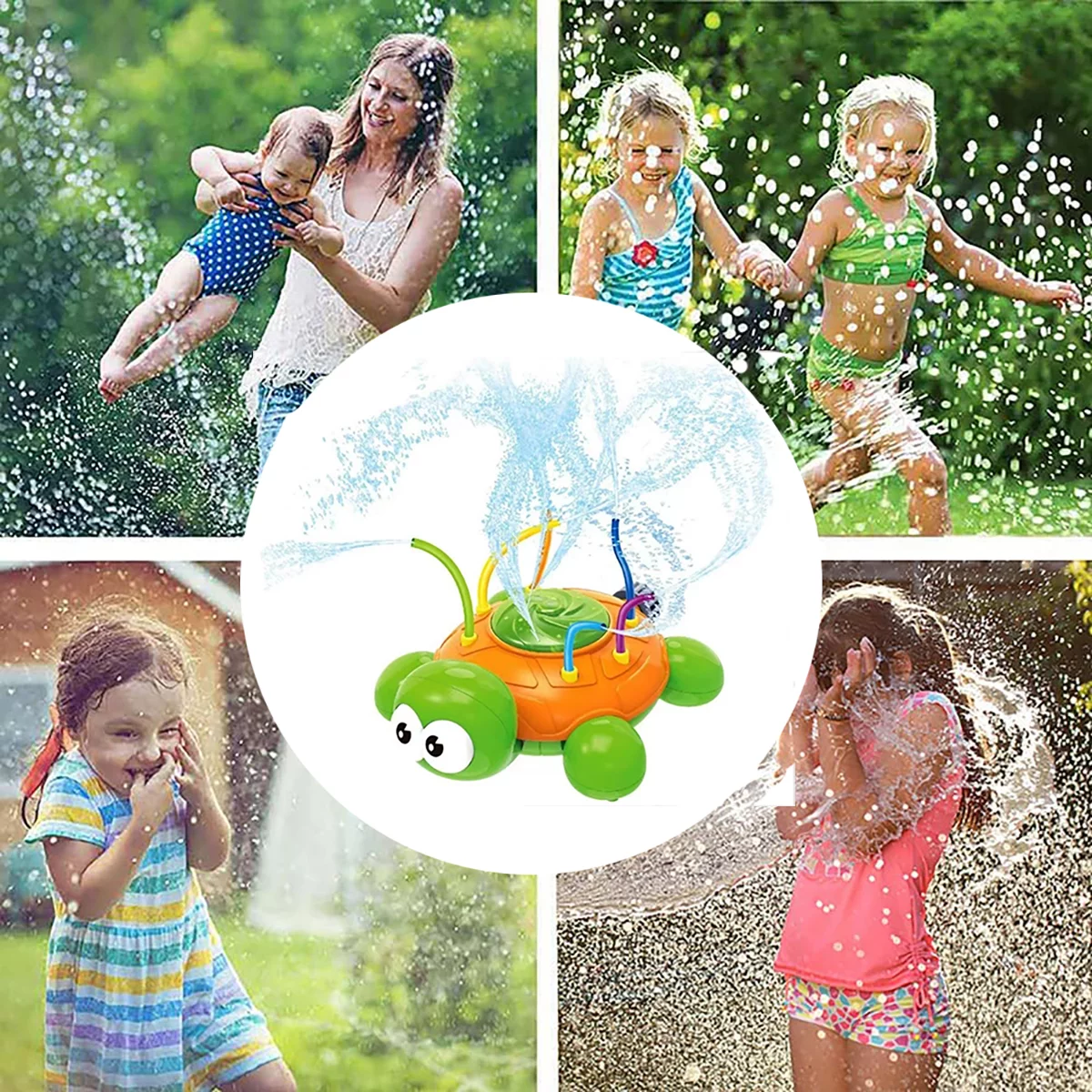 2CFun Sprinkler Toy for kids Water Fun Splash Play Toy Children Spinning Spray Turtle Outdoor Toys for Yard gift for Toddlers Boys Girls