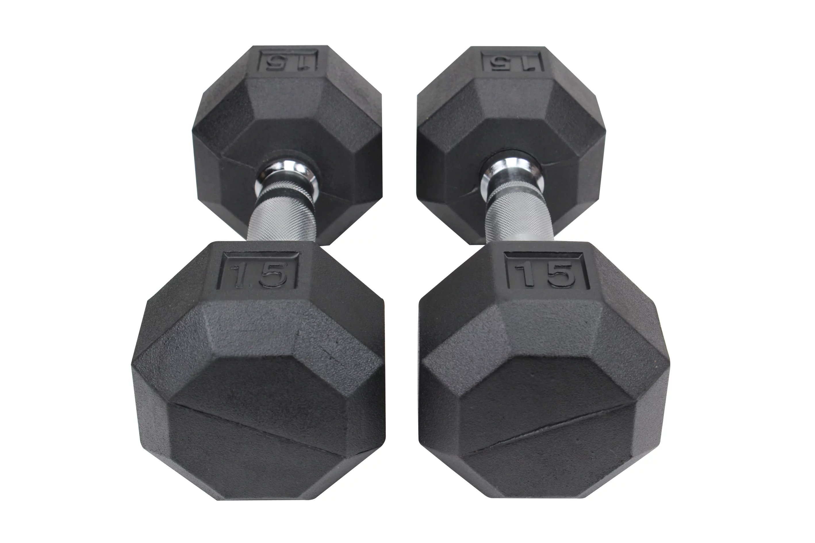 XPRT Fitness Rubber Coated Hex Dumbbells With Chrome and Textured Handle – 30 lb Single