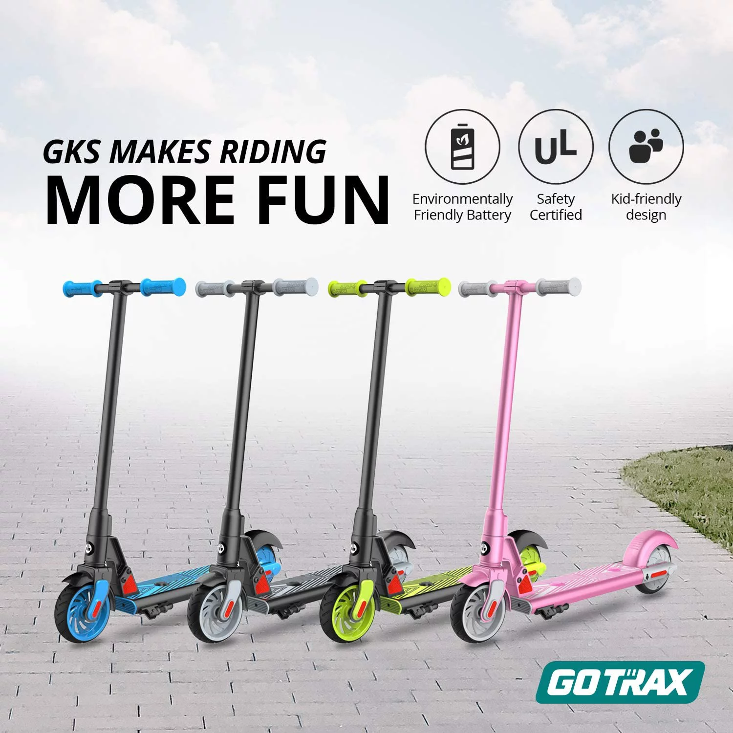 GOTRAX GKS Electric Scooter with 6 In. Solid Tires, 50.4 Wh Lithium Battery up 4 miles, 150W Motor up 7.5 mph for 6-12 Year Old Kids, Blue