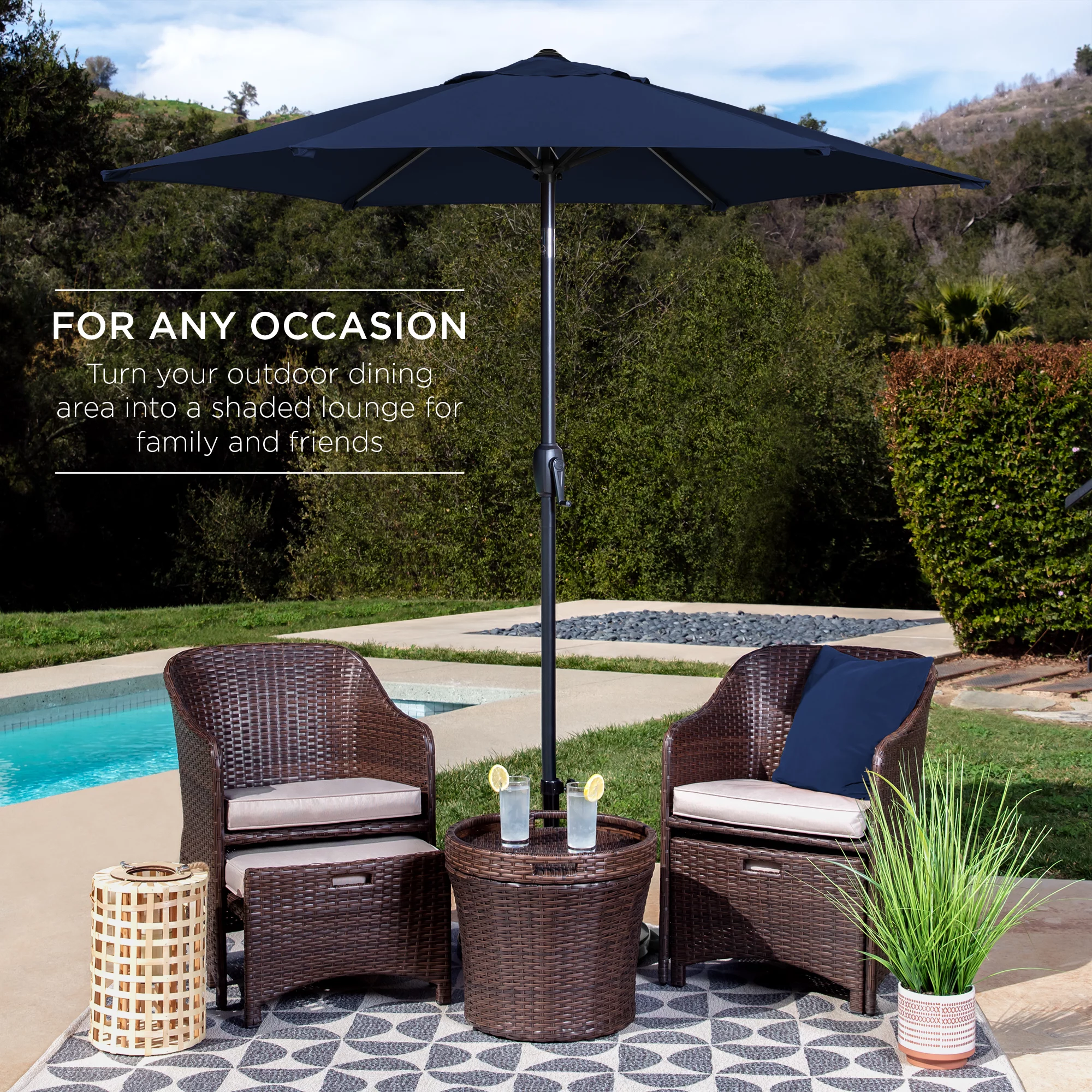 Best Choice Products 7.5ft Heavy-Duty Outdoor Market Patio Umbrella w/ Push Button Tilt, Easy Crank, Tan