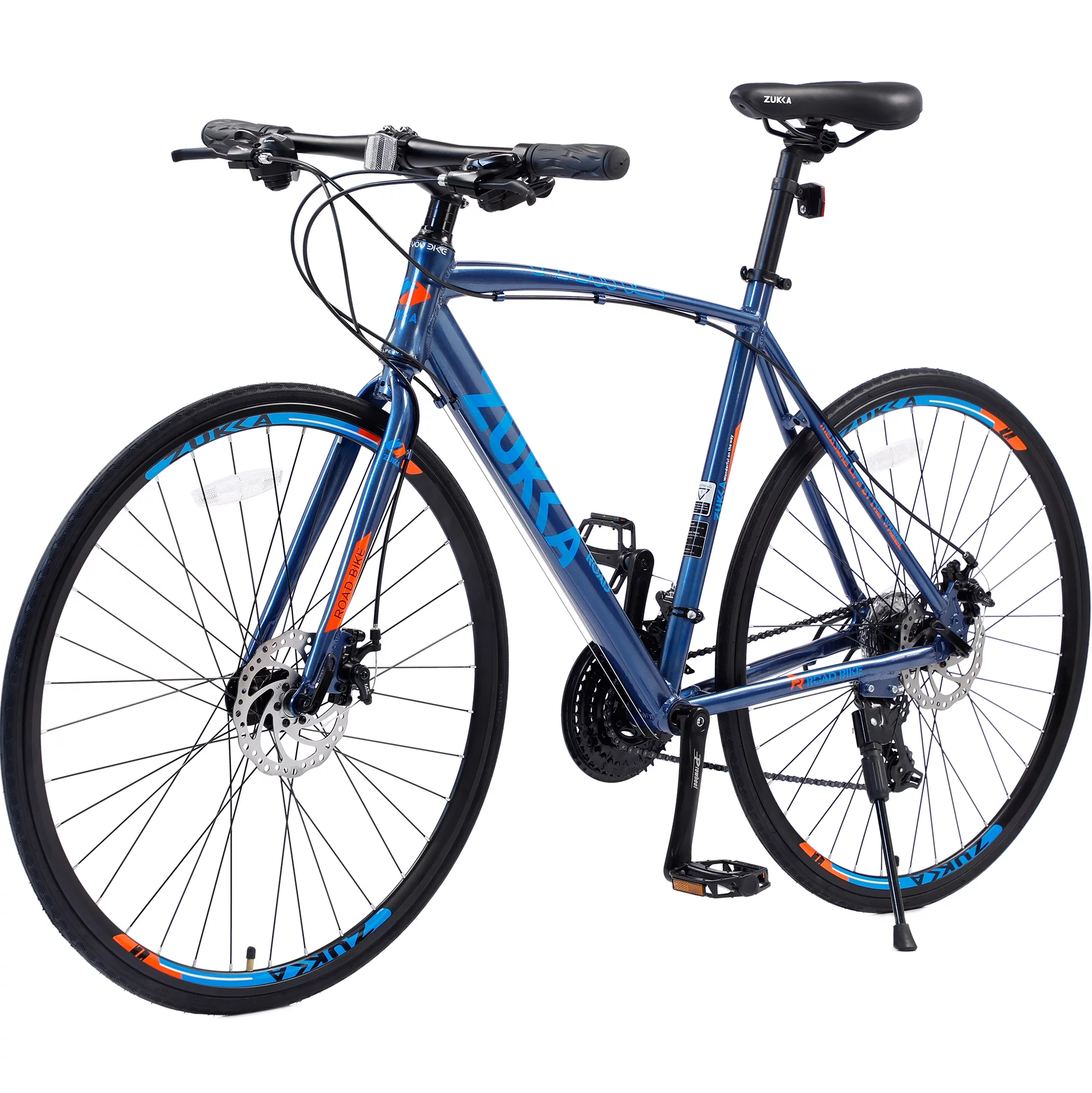 24 Speed Road Bike for Men Women, 700C Road Bike with Aluminum Frame Disc Brakes, Blue