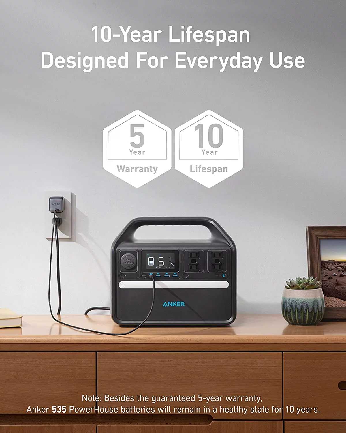 Anker 535 512Wh 160,000mAh LiFePO4 Portal Solar Generator – High-Speed Charging – 160000 mAh Capacity – Solar Power Charging – USB-C port, 2 USB port – 500W AC Outlet