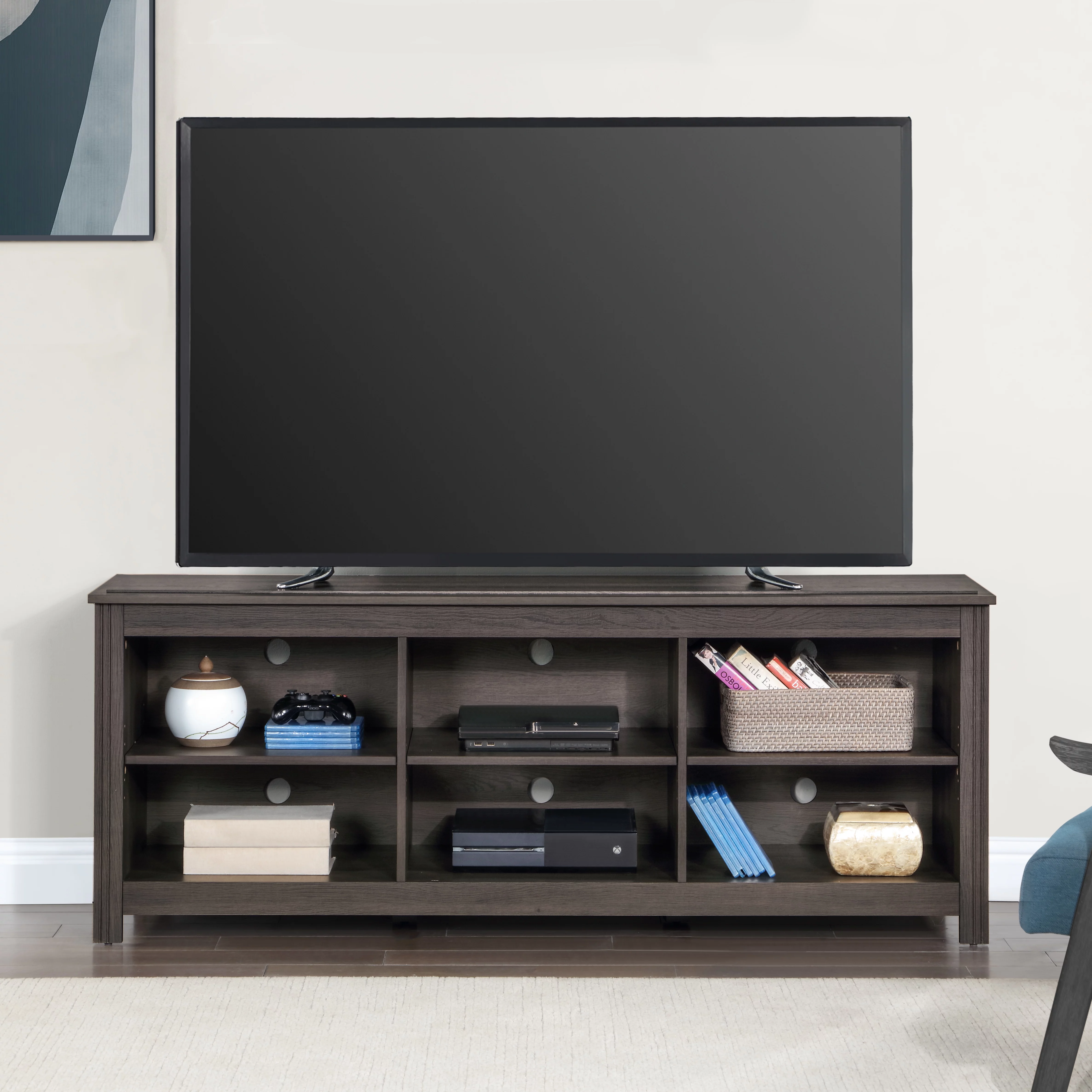 Mainstays Adjustable Shelf TV Stand for TVs up to 70″, Black Finish