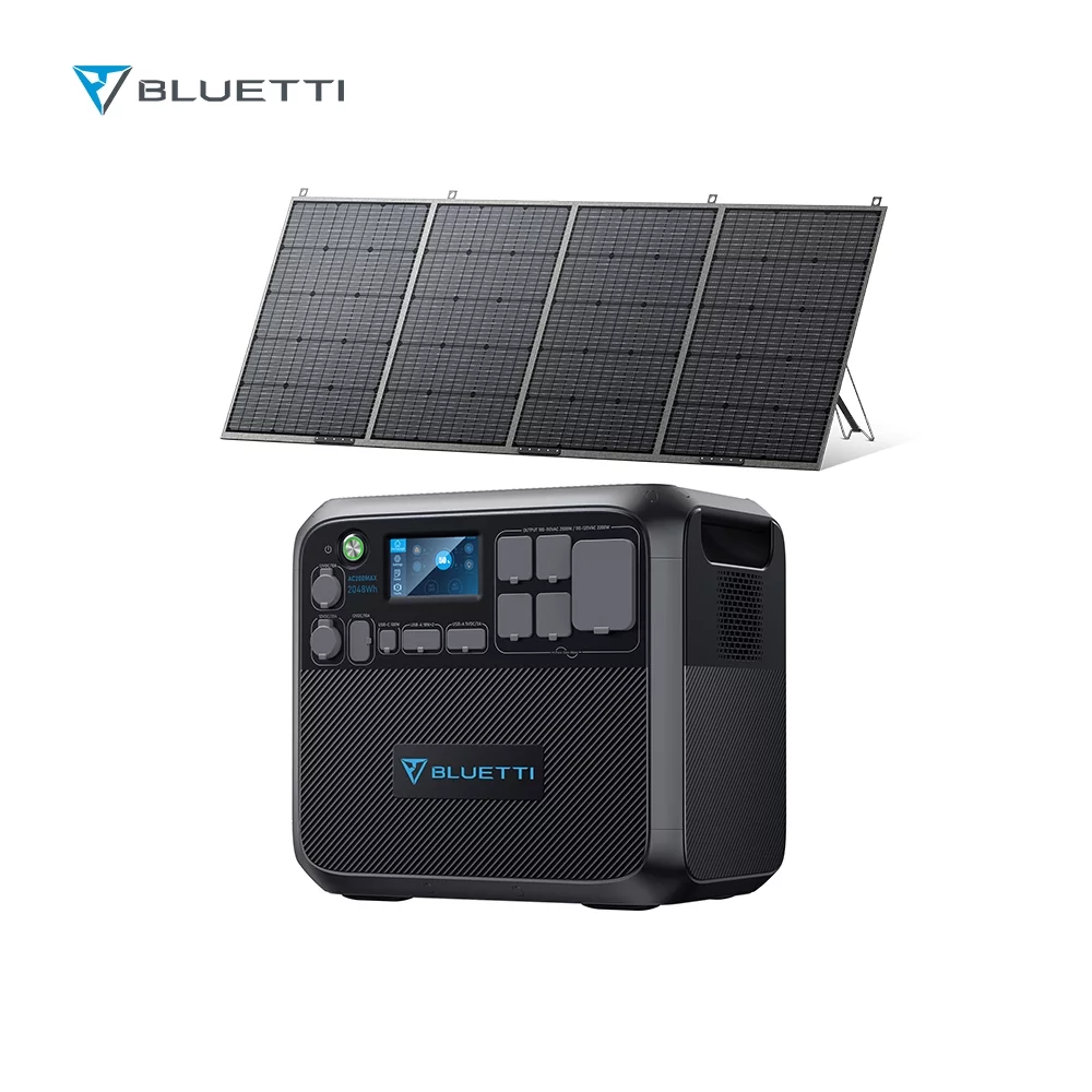 Bluetti AC200MAX Portable Power Station,2048Wh Capacity Solar Generator,W/420W Solar Panel,2200W AC Output for Home Backup, RV Camping, Emergency