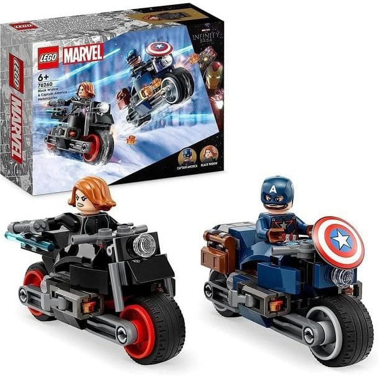 Lego Marvel Black Widow and Captain America Motorbikes 76260