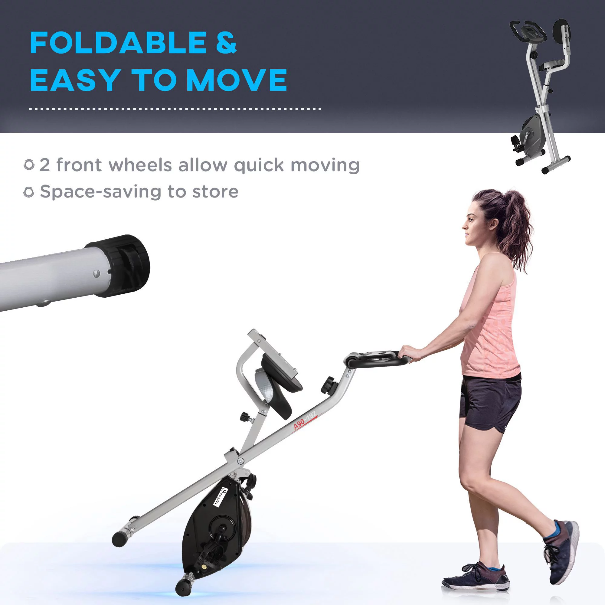 Soozier Folding Upright Training Stationary Indoor Bike with 8 Levels of Magnetic Resistance for Aerobic Exercise