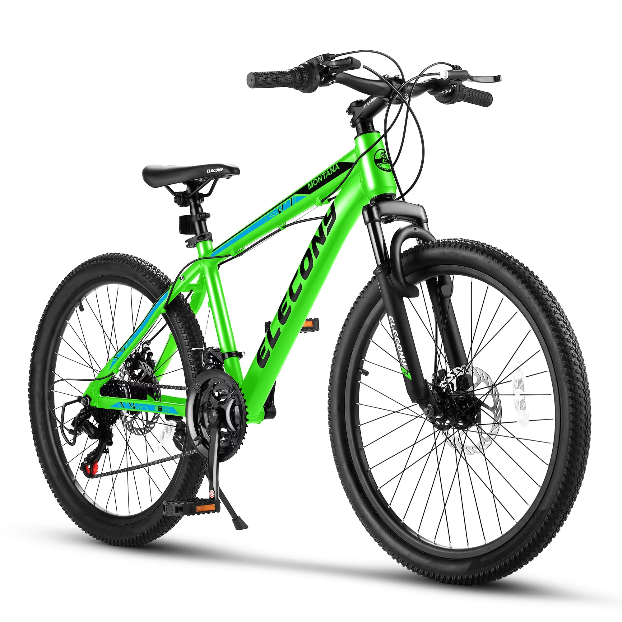 24″ Mountain Bike, Aluminum Mountain Bike for Adult with Disc Brakes, Shimano 21 Speeds Bike for 14-18 Yeas Old ,Green