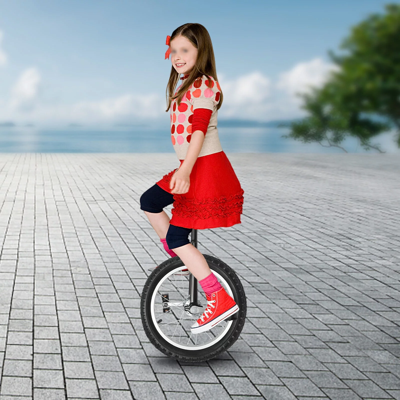 16″ Wheel Unicycle Balance Training Exercise Bicycle Skid-proof Adjustable Tall