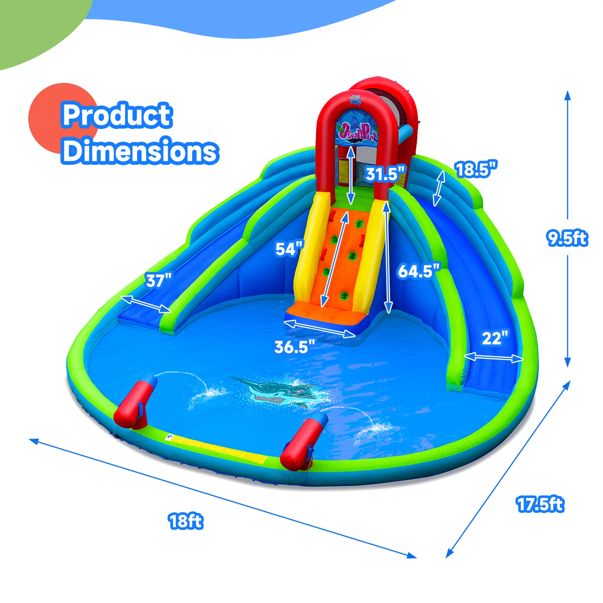 Gymax Inflatable Waterslide Wet & Dry Bounce House w/Upgraded Handrail & 780W Blower