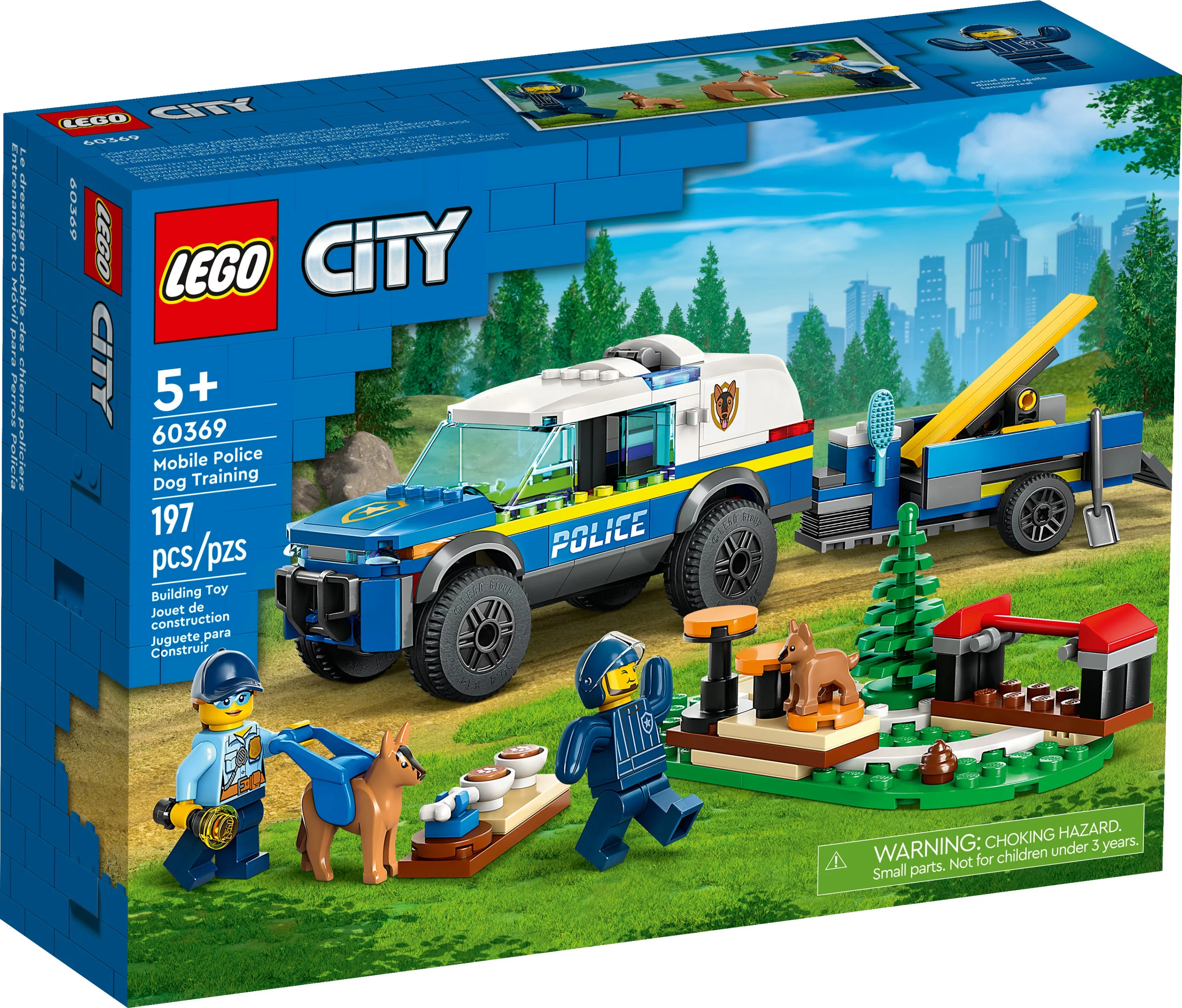 LEGO City Mobile Police Dog Training 60369, SUV Toy Car with Trailer, Obstacle Course and Puppy Figures, Animal Playset for Boys and Girls Ages 5 Plus