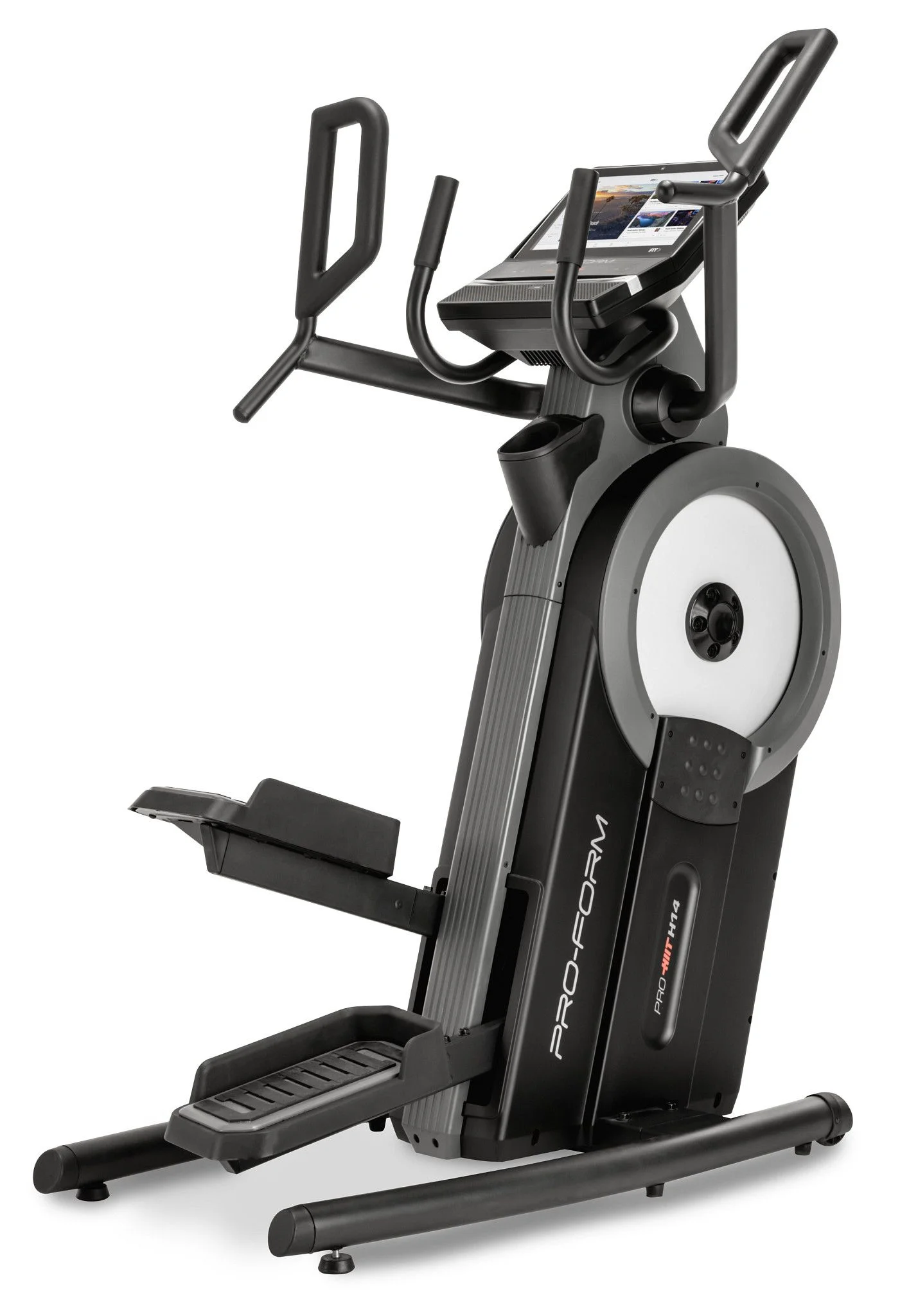 ProForm Pro HIIT H14; Elliptical for Low-Impact Cardio Workouts with 14?? Tilting Touchscreen