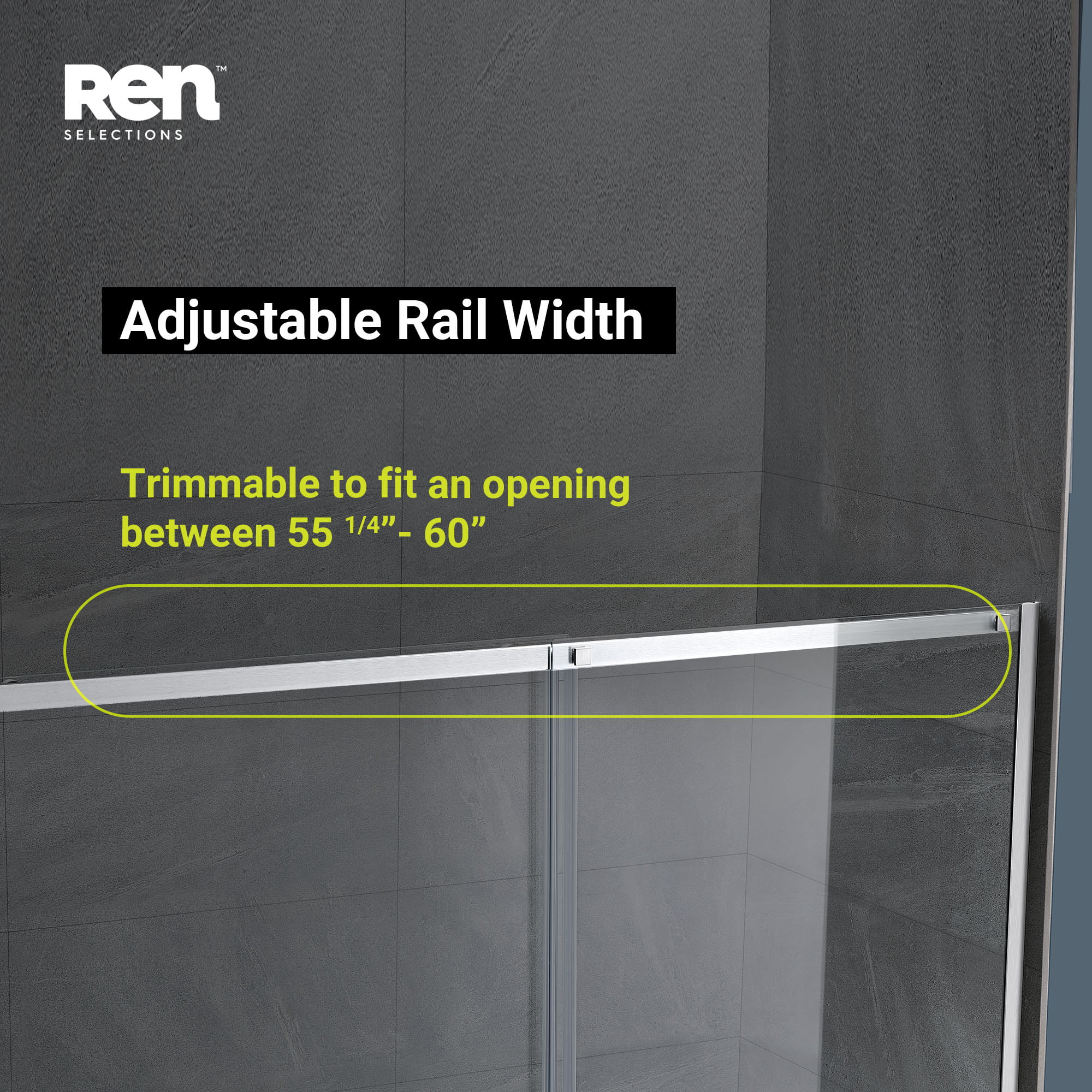 Ren Selections 60 in W x 78-3/4 in H Sliding Shower Door with Premium Satin Nickel Finish