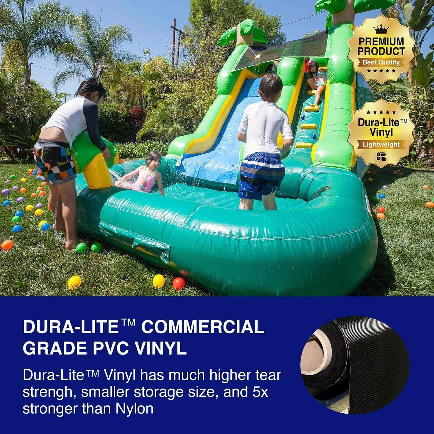 JumpOrange Safari Inflatable Slide with Blower Water Slide with Splash Pool for Backyard Outdoor Kids and Adults