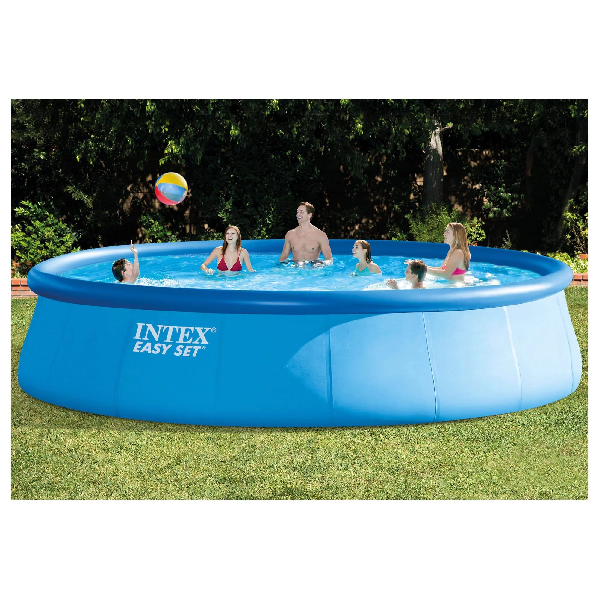 Intex 48in x 18ft Inflatable Round Metal Frame Above Ground Pool with Ladder, Pump & Cover