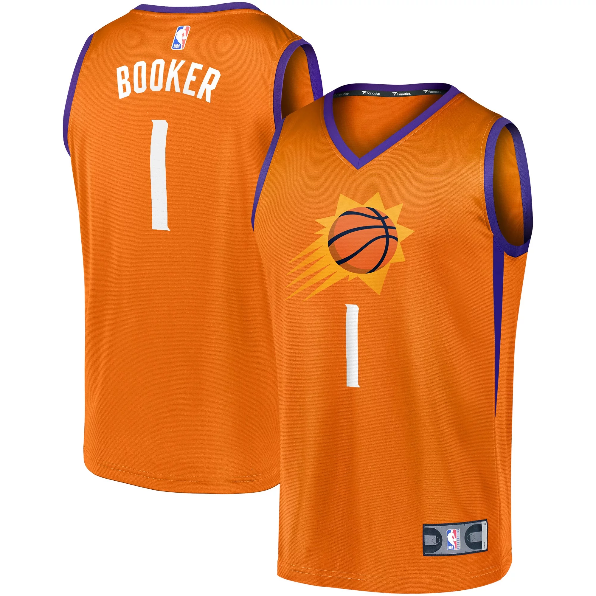 Men’s Fanatics Branded Devin Booker Orange Phoenix Suns Fast Break Team Replica Jersey – Statement Edition