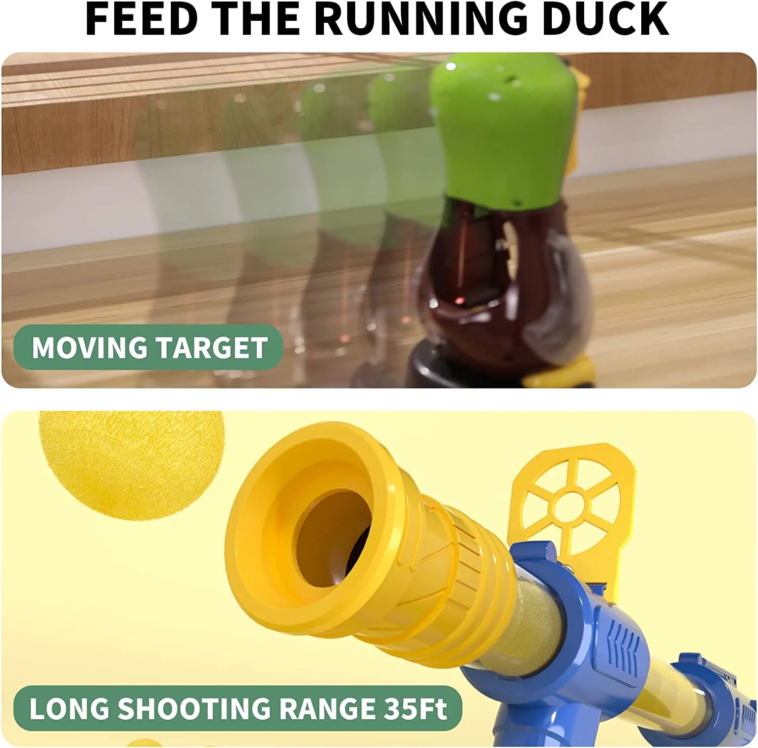 Duck Shooting Toys for Kids 3-5 Years, Toy Popper Gun with Electric Movable Target, Interactive Competition Game Gift for Boys and Girls