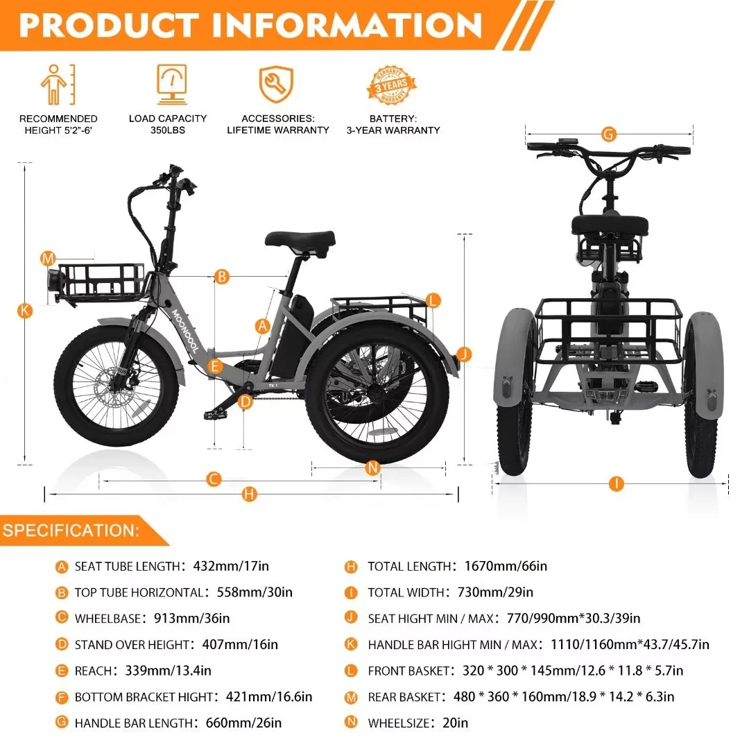 Docred 24” Adult Electric Tricycles 3 Wheel Electric Bike, 15.5 mph 500W Electric Trikes for Seniors .7-Speed & 4 Adjustable Riding Modes Electric Tricycle with 36V Removable Lithium Battery