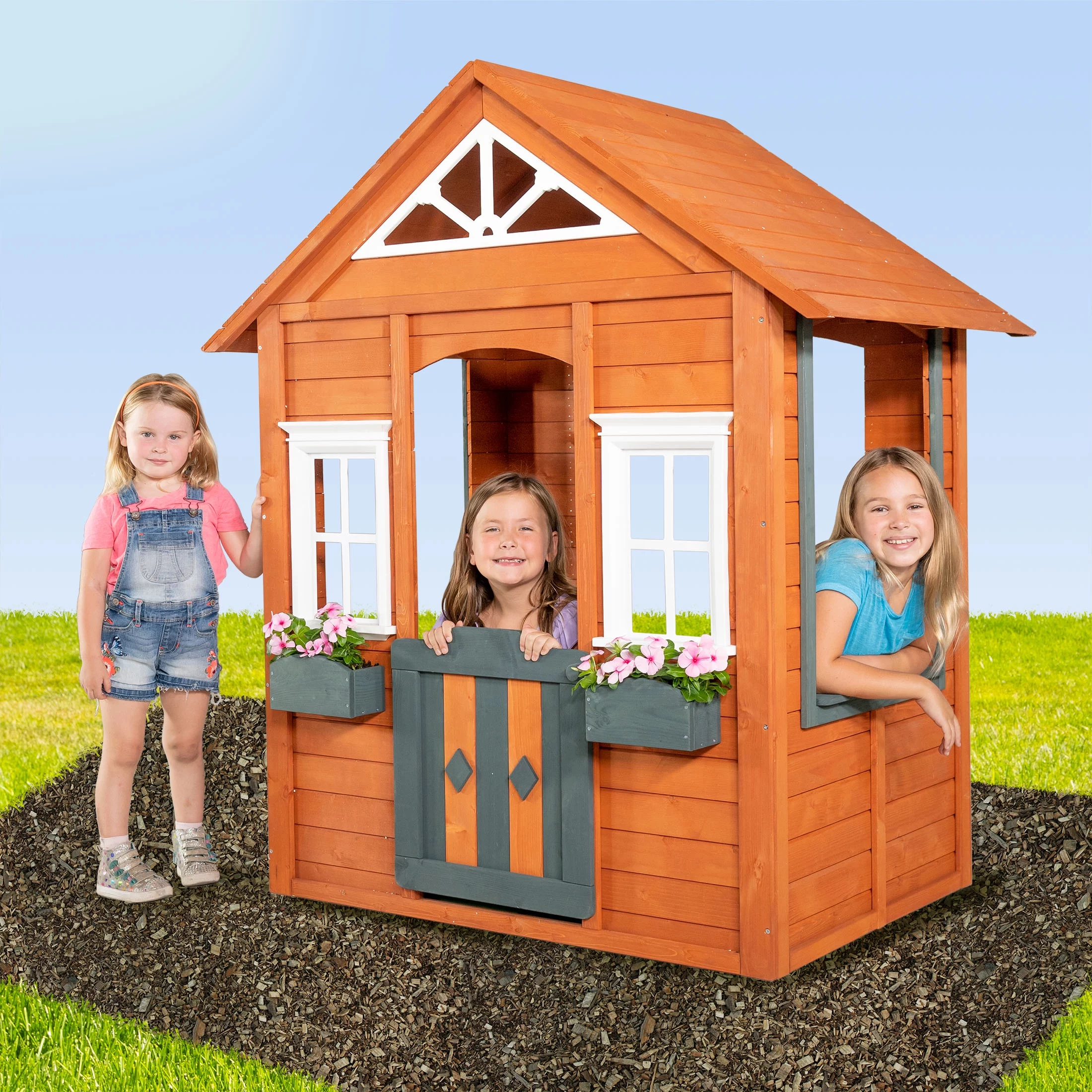 Sportspower Woodbridge Wooden Playhouse, Blue