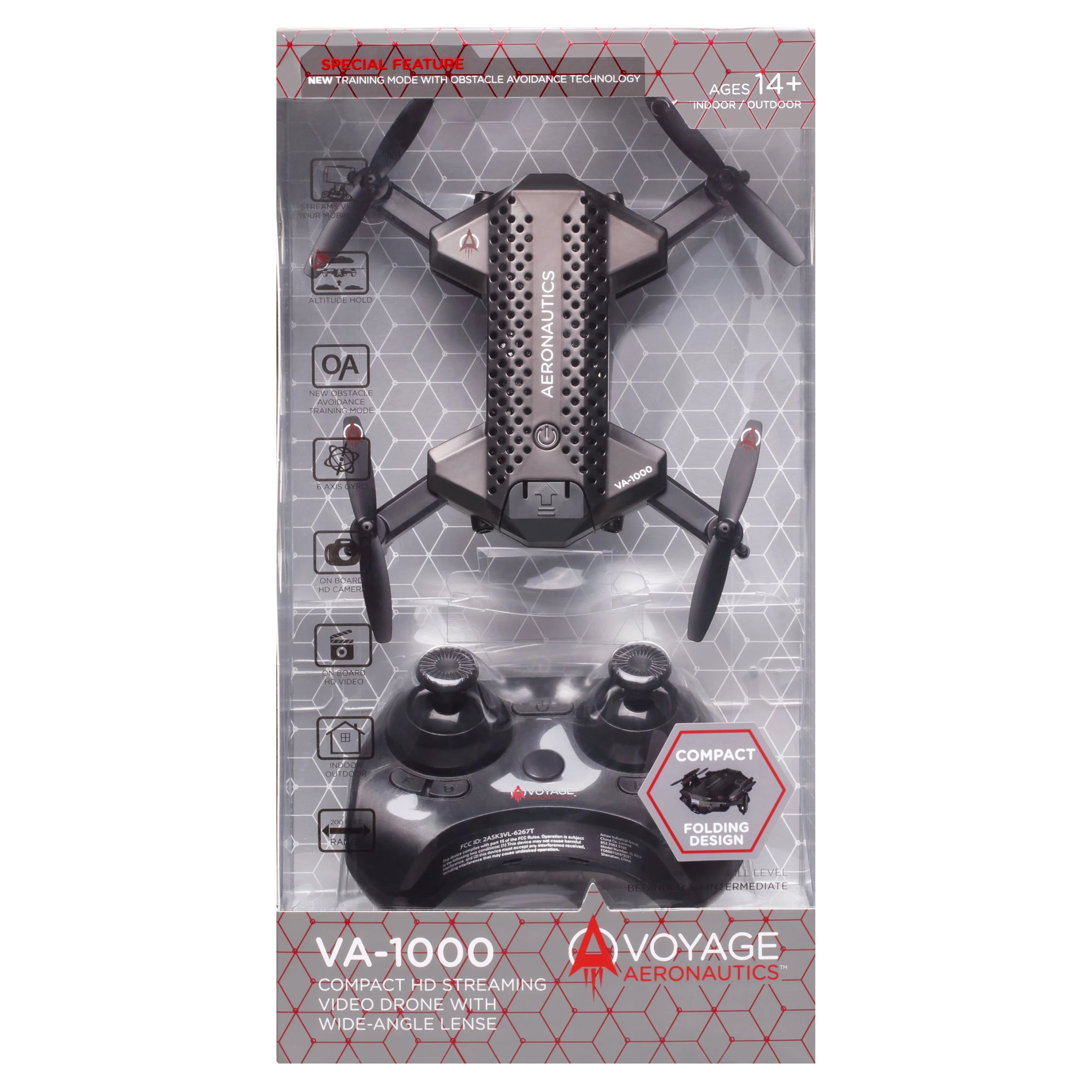 Voyage Aeronautics VA-1000 HD Streaming Drone with Wide-Angle Lens- Black Color – Size- 7 inches