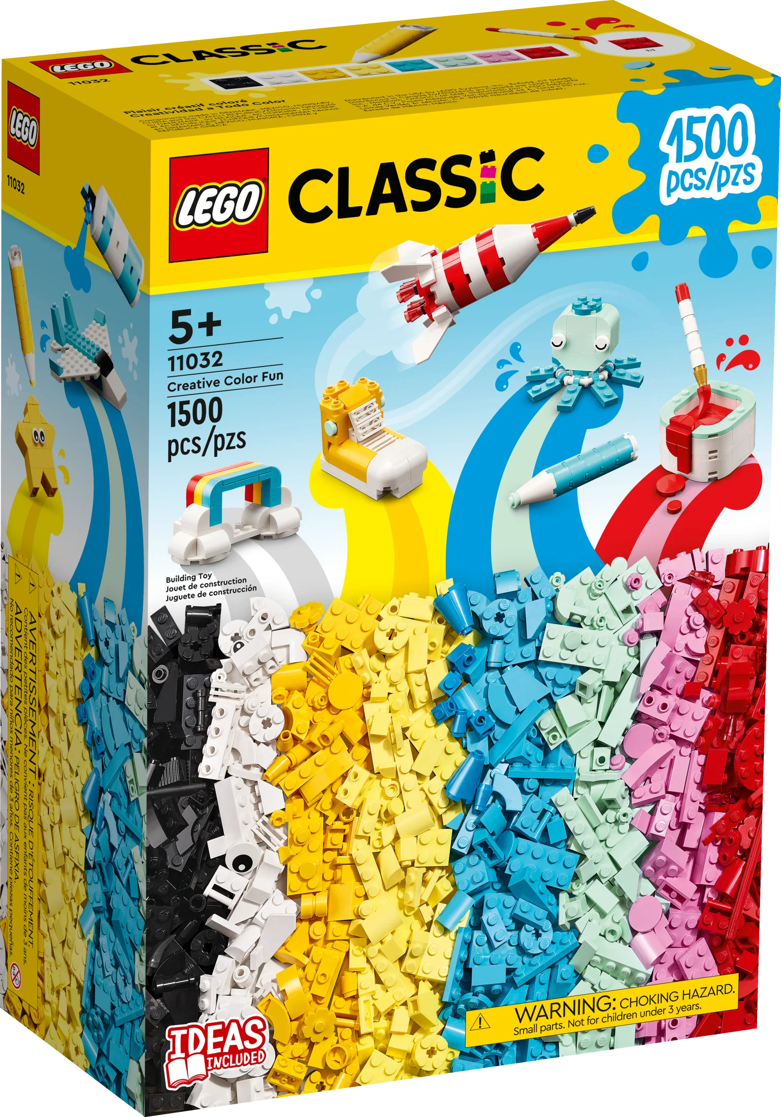 LEGO Classic Creative Color Fun 11032 Creative Building Set, Build a Plane, Star and More with this Summer Activity for Kids, Inspire Creative Play with this Colorful Arts & Crafts Toy for 5 Year Olds