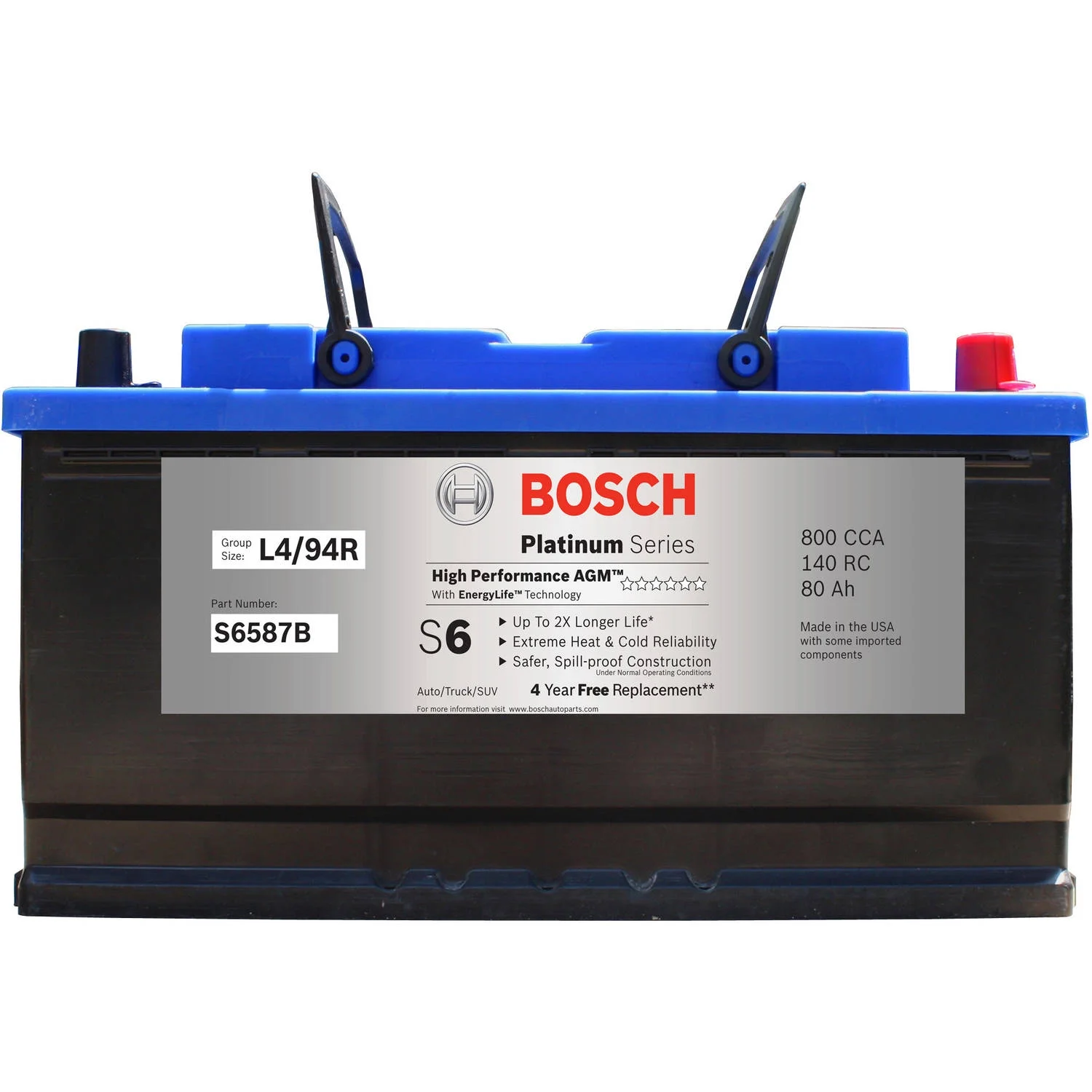 BOSCH S6587B S6 Flat Plate AGM Battery