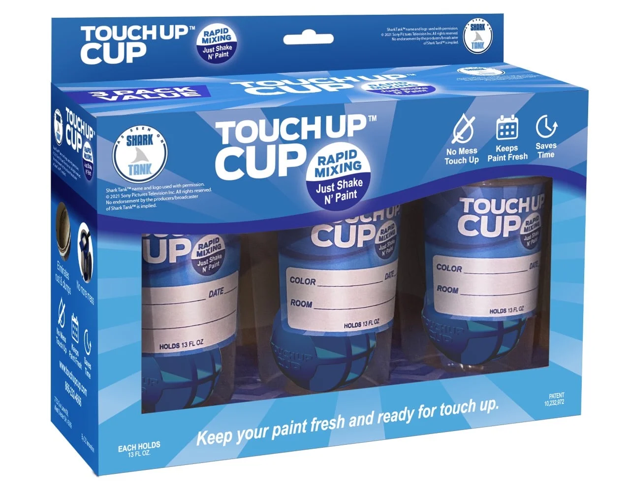 Touch Up Cup 13 oz Empty Leftover Paint Storage Containers with Lids, 3 Pack