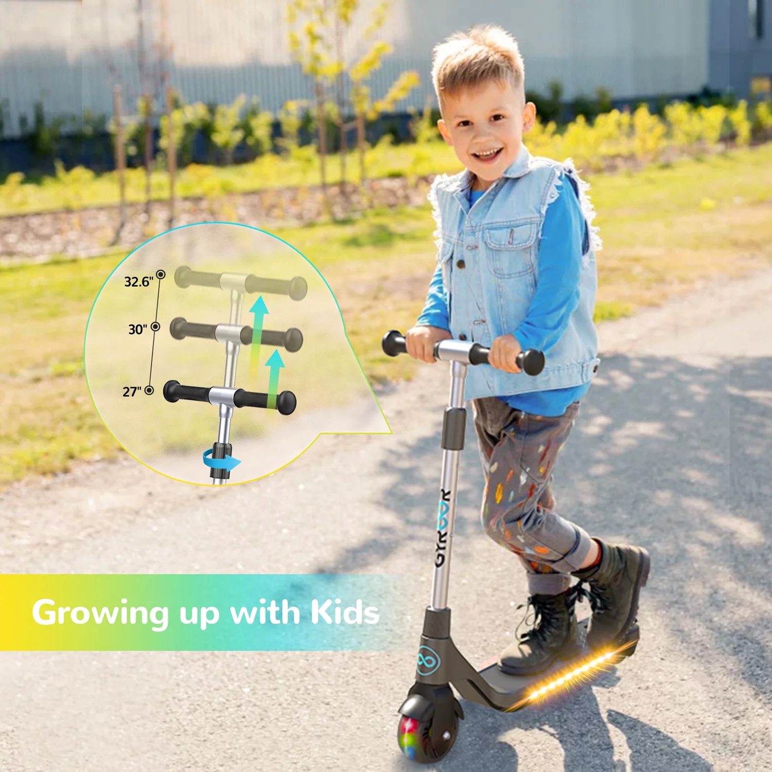 Kistp Electric Scooter for Kid’s Age 6-12, up to 6.2 Mph, up to 110 Lbs., Adjustable Handlebar