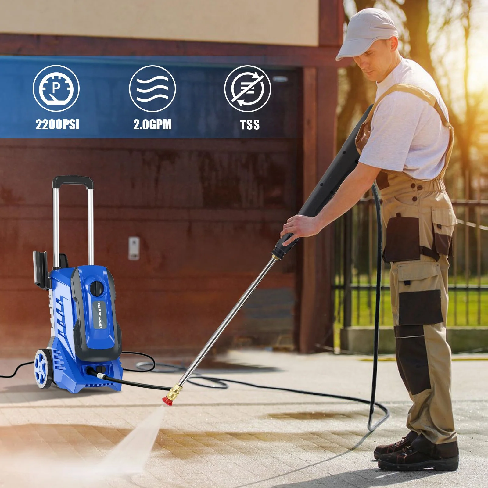 PANRANO Electric Pressure Washer 3200Psi Max 2GPM Electric Hight Pressure Washer With 4 Nozzle,Soap Bottle