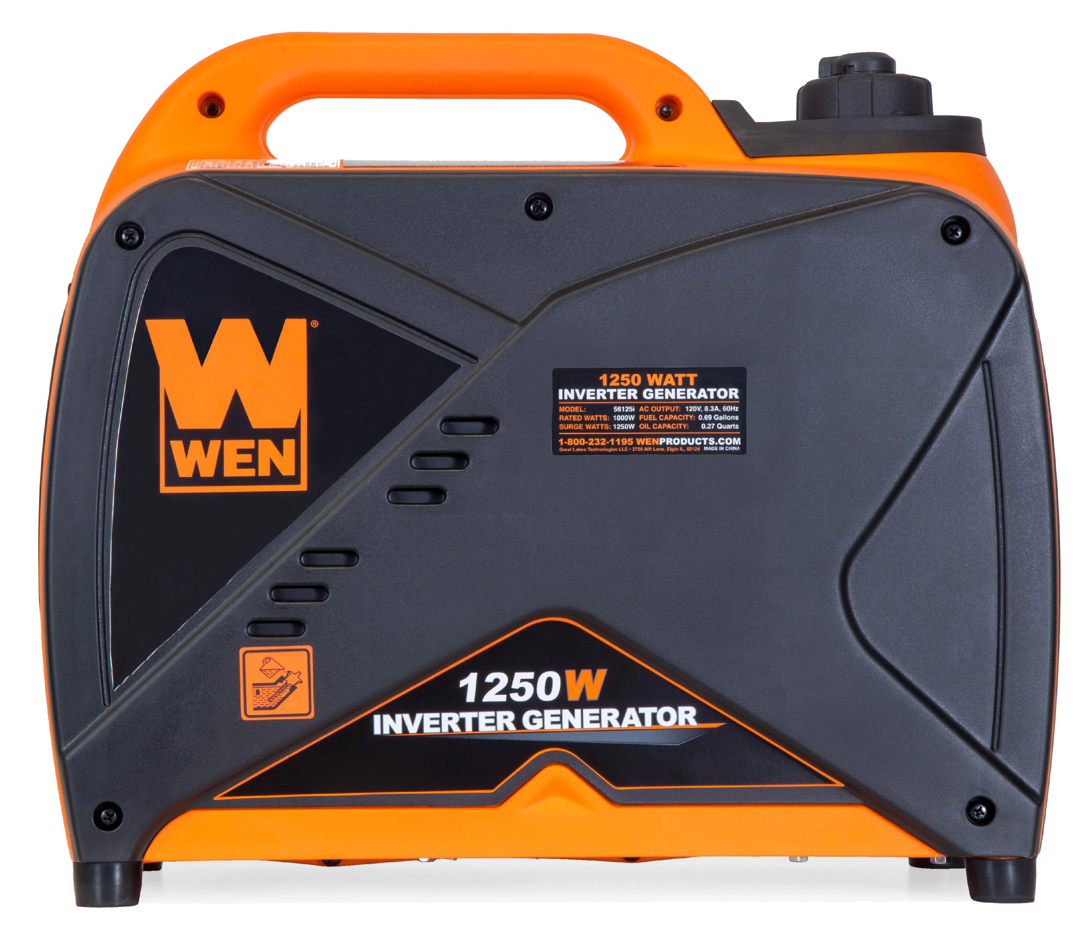 WEN 1250-Watt Gas-Powered Portable Inverter Generator, CARB Compliant