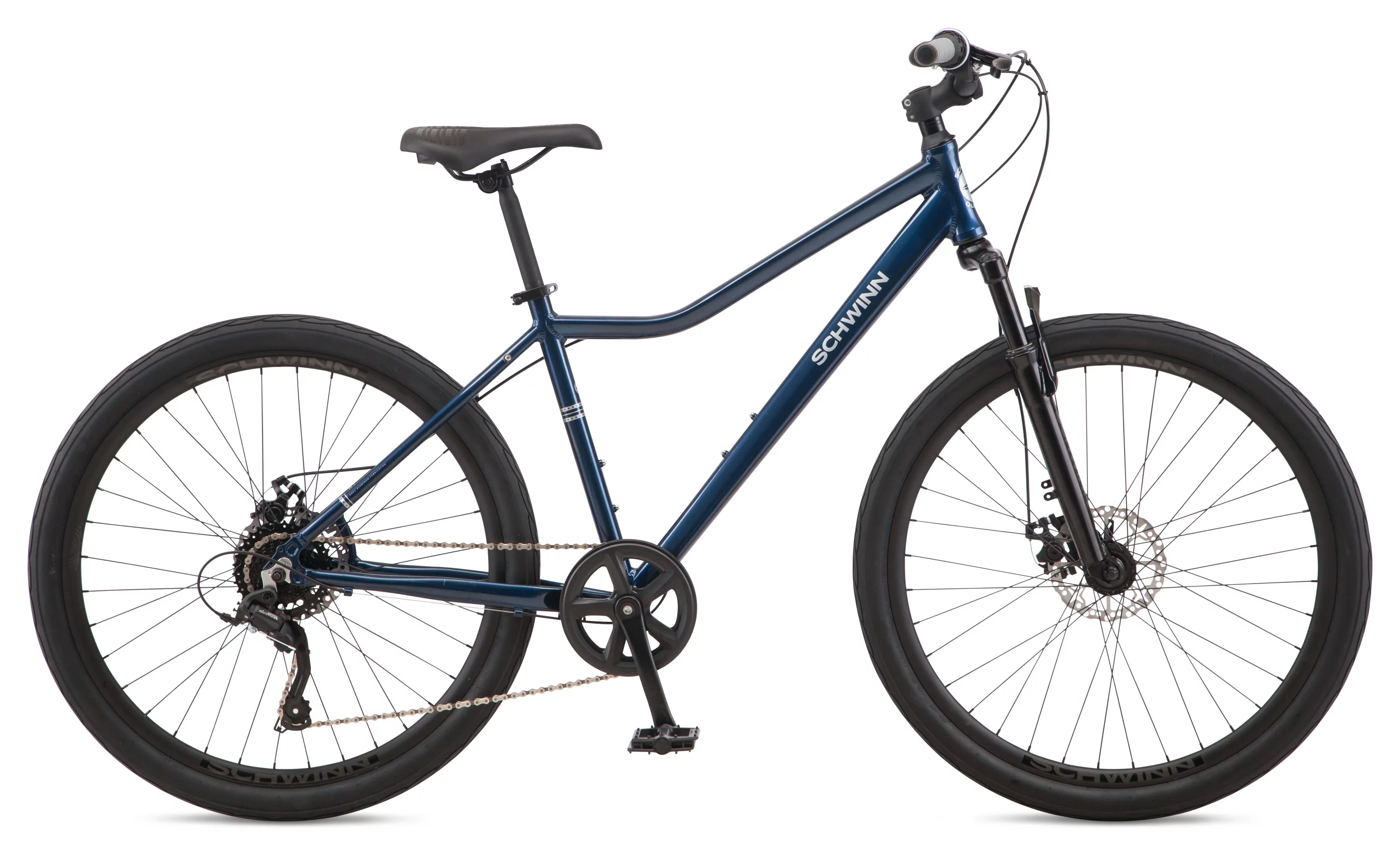 Schwinn Junction 27.5 inch Mens Hybrid Bike, 7 Speed Adult Bicycle, Navy