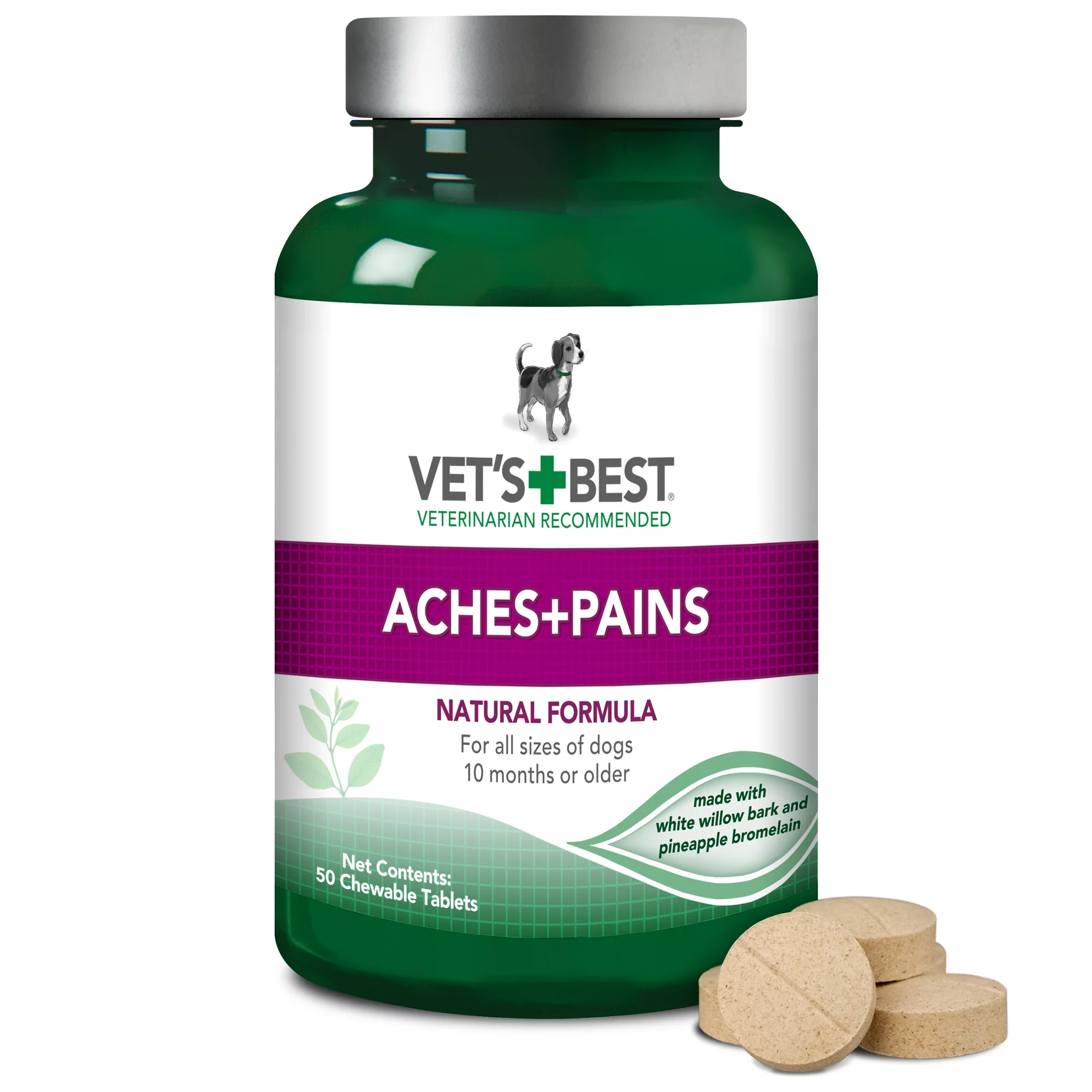 Vet’s Best Aspirin Free Aches + Pains Dog Supplements, 50 Chewable Tablets