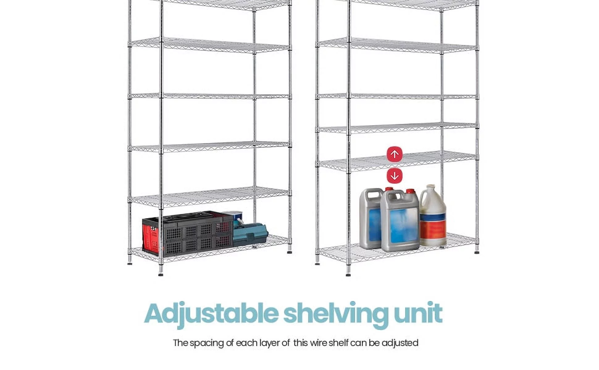 BestOffice 6 Tier Wire Shelving Unit with Wheels 2100LBS Capacity-18x48x82, Chrome