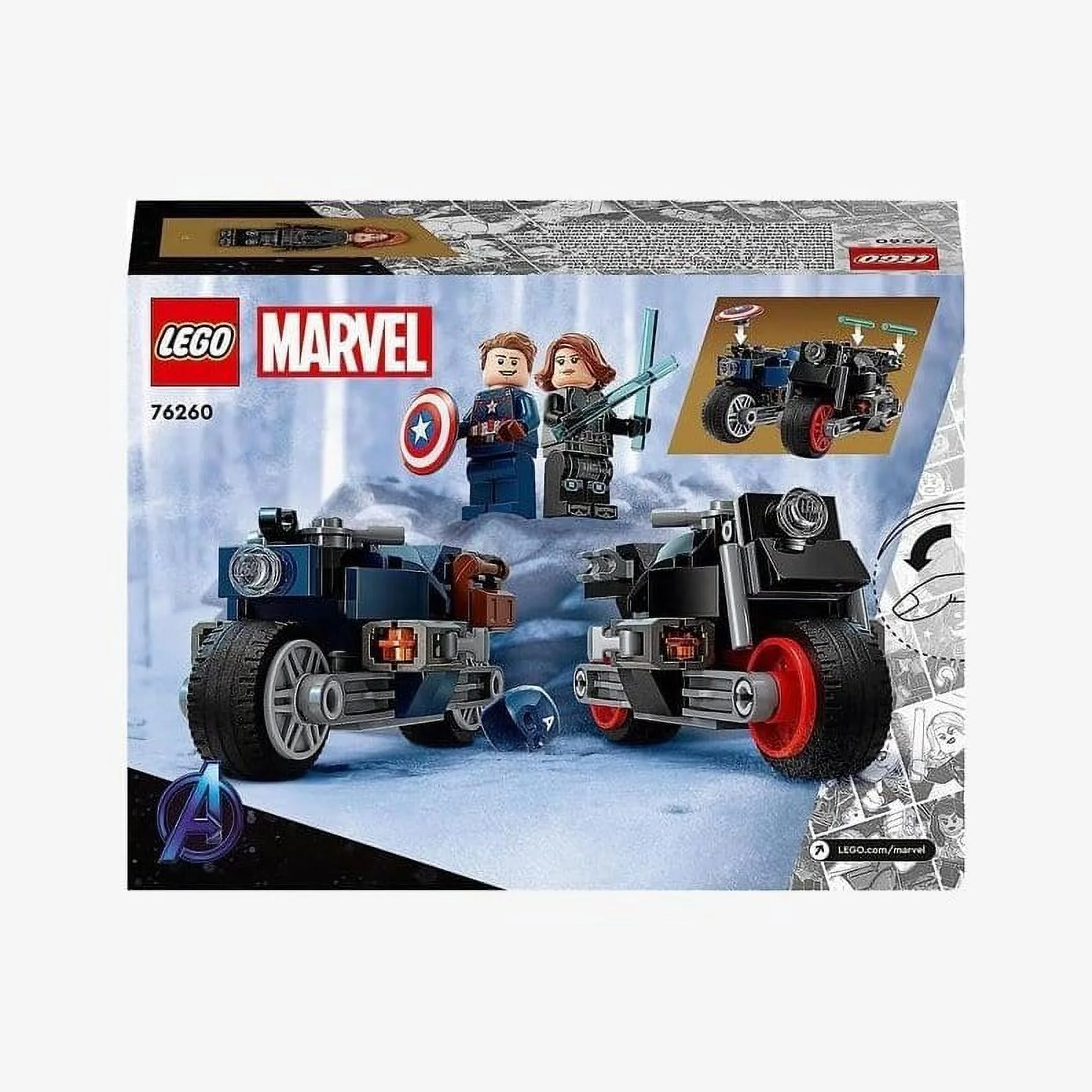 Lego Marvel Black Widow and Captain America Motorbikes 76260