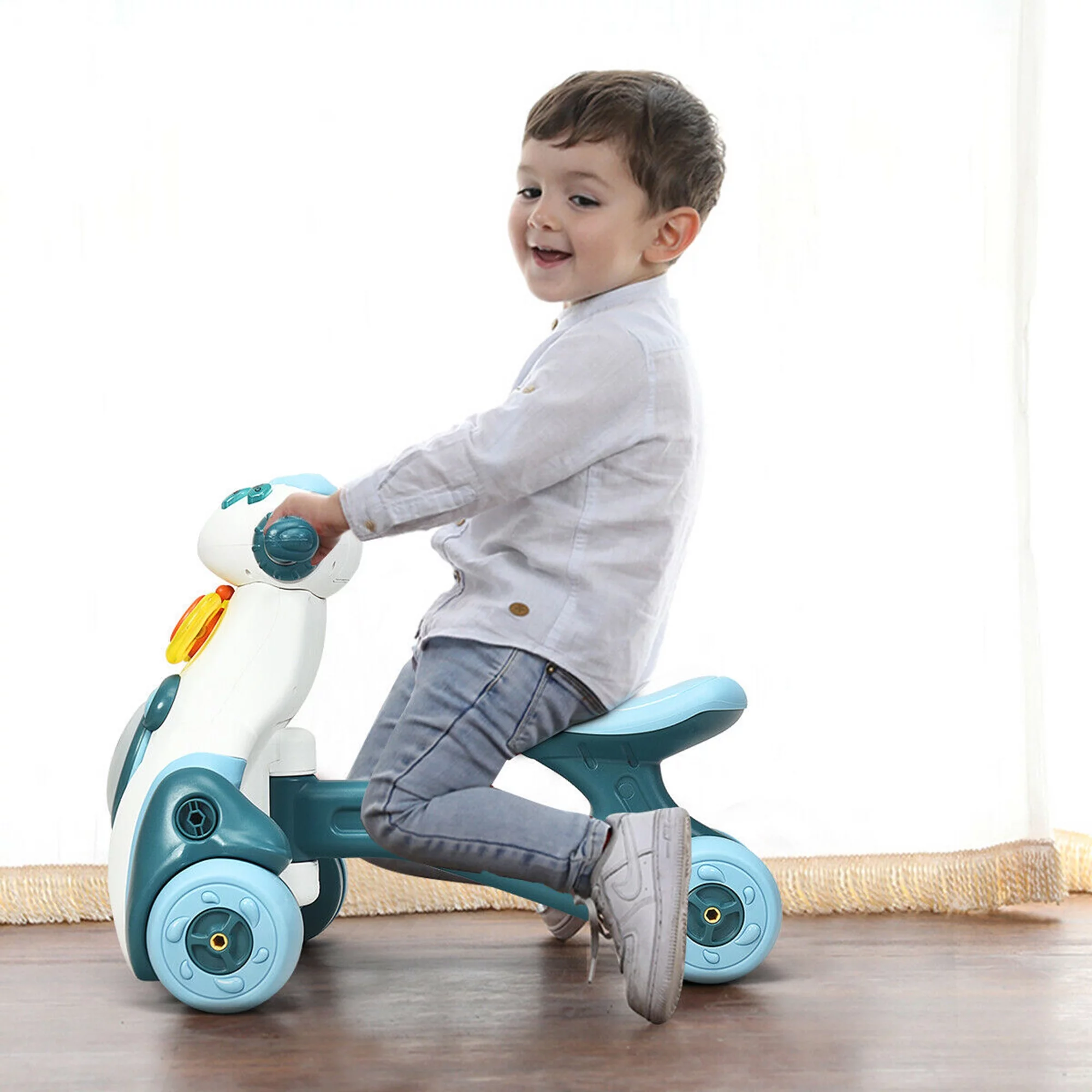 Gymax Baby Balance Bike Musical Ride Toy w/ Light & Sensing Function Toddler Walker