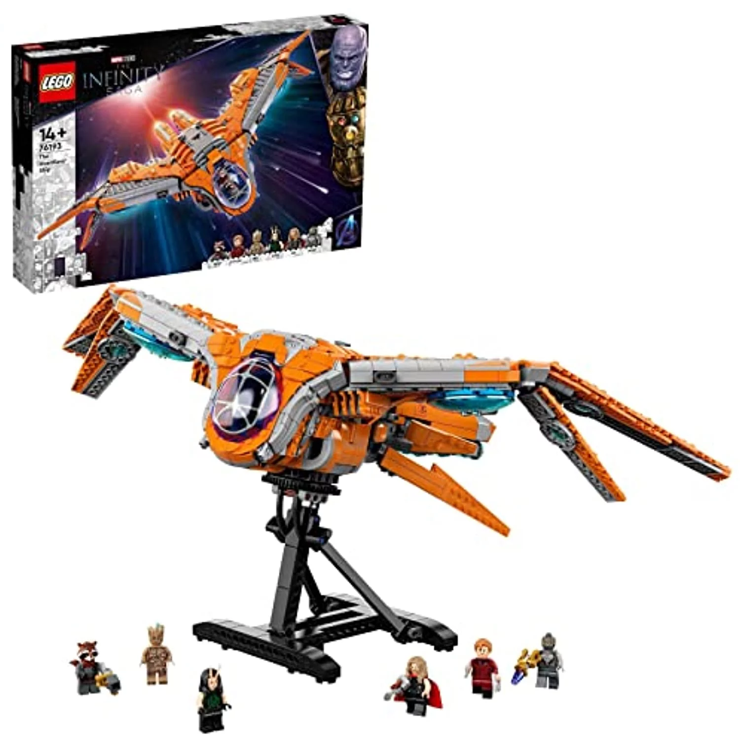 LEGO 76193 Marvel The Guardians’ Ship Large Building Set, Avengers Spaceship Model with Thor & Star-Lord Minifigures