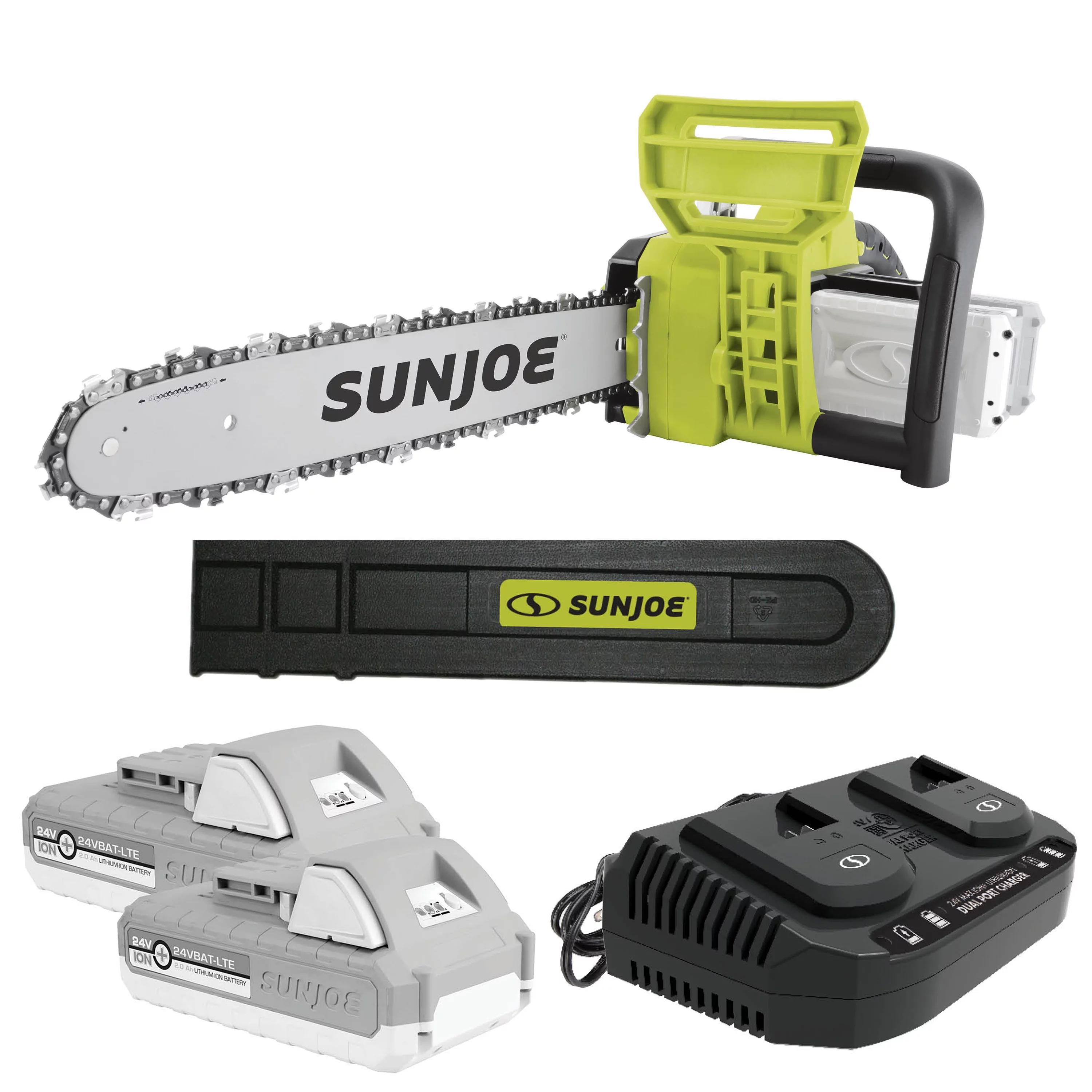 Sun Joe 48V Cordless 16-inch Chainsaw, 2 x 2.0-Ah Batteries & Charger