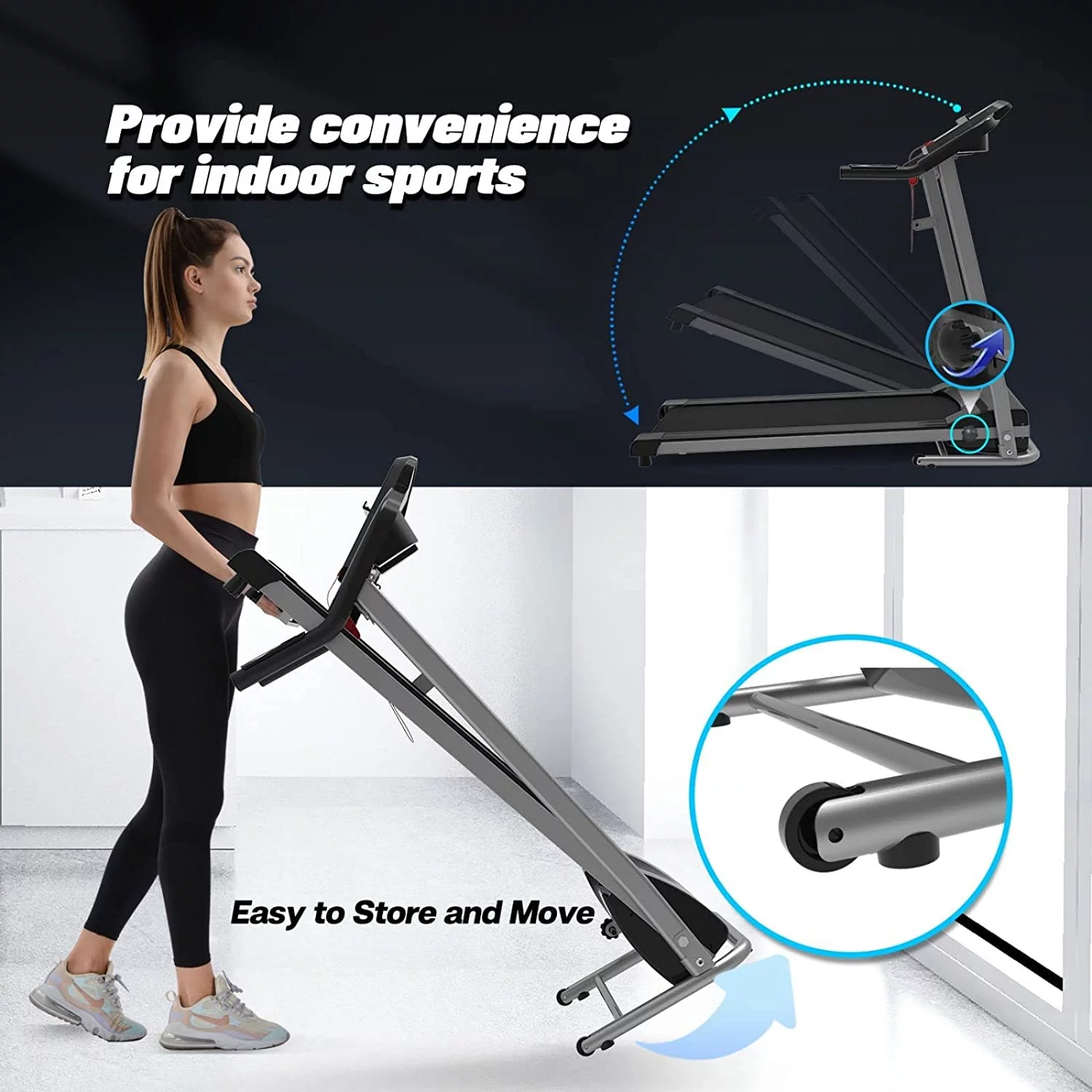 [US IN STOCK] Incline Treadmills for Home Folding Treadmill for Running and Walking Jogging Exercise with 12 Preset Programs, Tracking Pulse, Calories