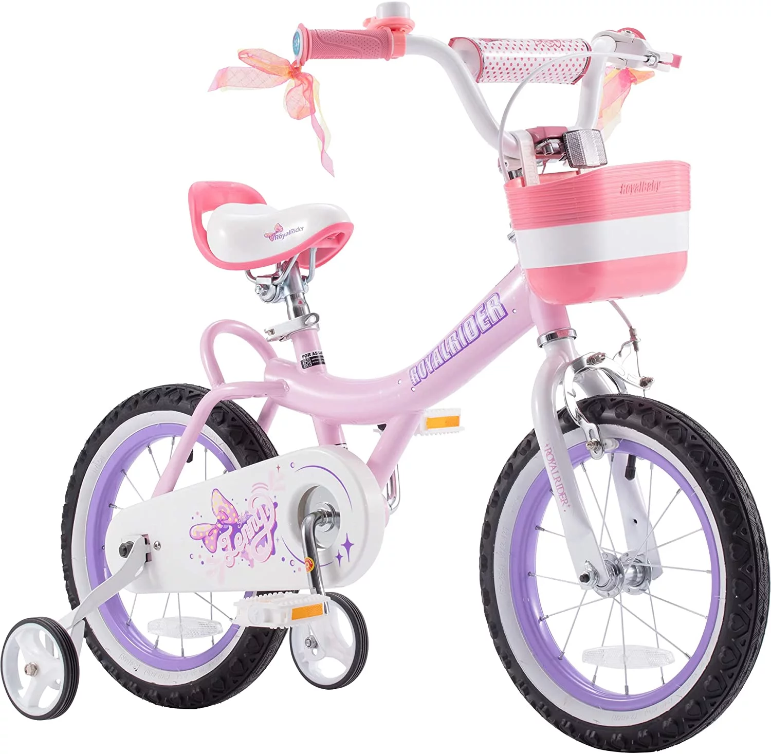 Royalbaby Jenny Girl’s Kid’s 14 In. Children’s Beginner with Bicycle Training Wheels Basket , EL Pink