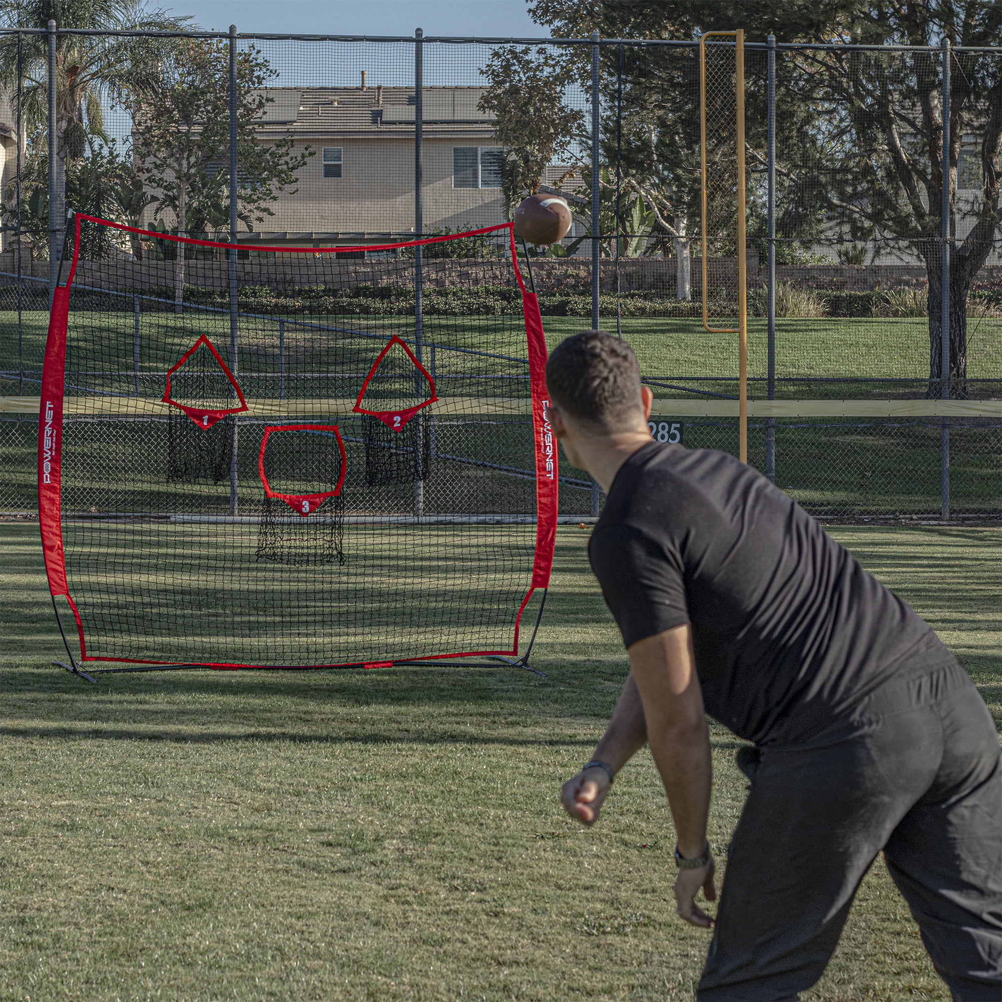 PowerNet 8×8 Ft Football 3 Pocket Net | Improve Throwing Passing Accuracy | Durable Training Equipment for Everyday Quarterback Use