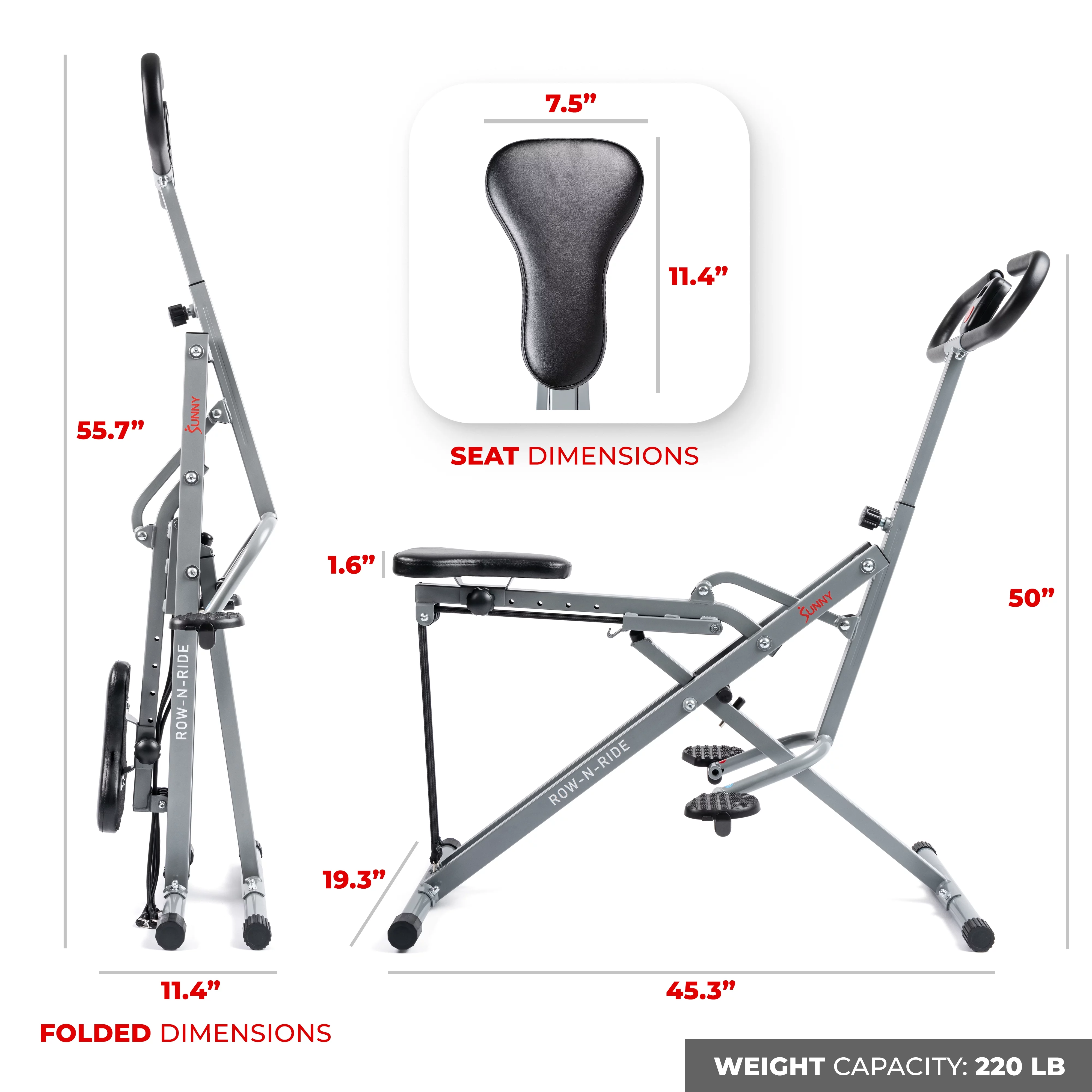 Sunny Health & Fitness Upright Row-N-Ride Rowing Machine