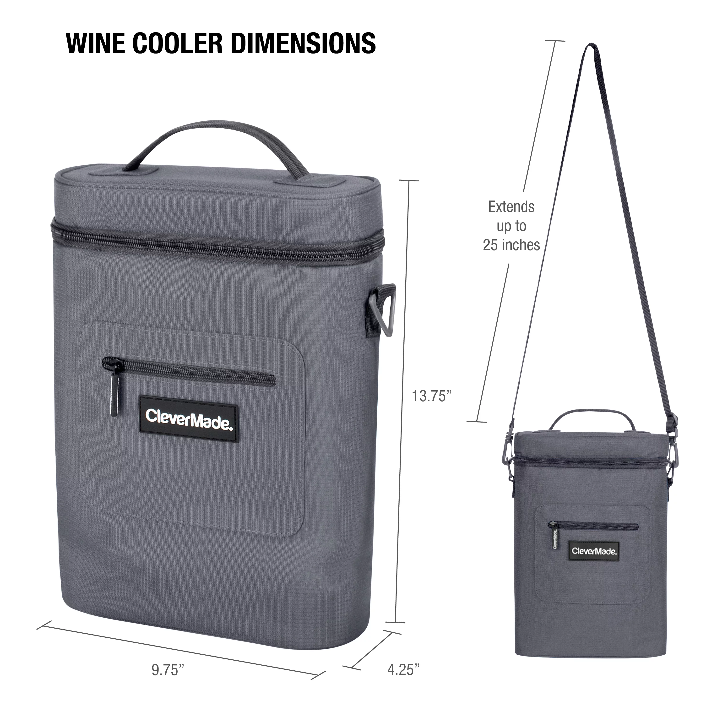 CleverMade Wine Cooler Tote – 3 Bottle, 6 Can Carrier Bag, Teal