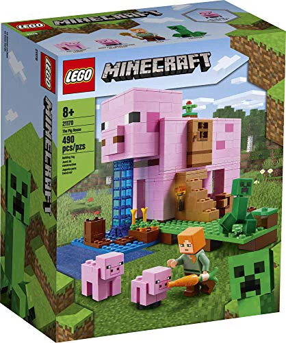 LEGO Minecraft The Pig House, 21170 with Alex, Creeper and 2 Pig Figures, Animal Building Toy, Gift Idea for Kids, Boys & Girls ages 8+