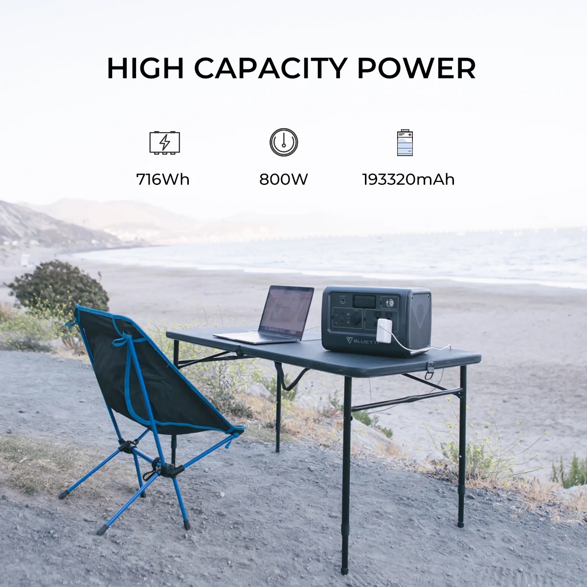 Bluetti Portable Power Station,EB70S Solar Generator,716Wh Capacity,W/Carry Bag,800W AC Output (1400W Peak), for Road Trip, Off-grid, Power Outage