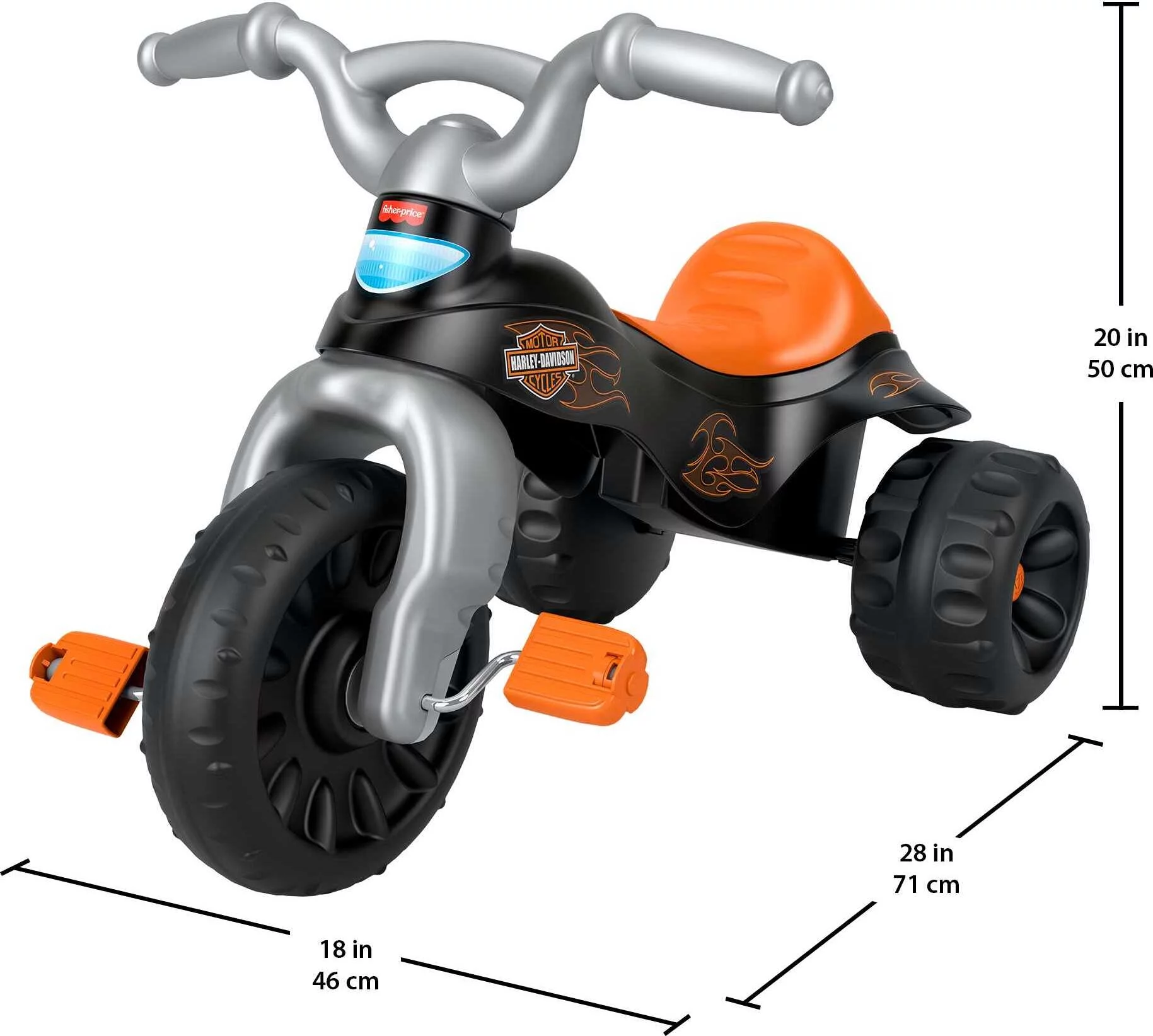 Fisher-Price Harley-Davidson Tricycle with Handlebar Grips, Multi-Terrain Tough Trike, Toddler Toy