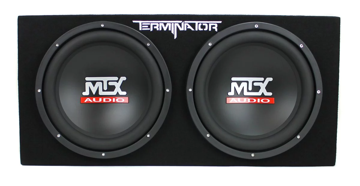 MTX TNE212D 12″ 1200W Dual Loaded Car Subwoofers + Box + Planet 1500W Amp + Kit