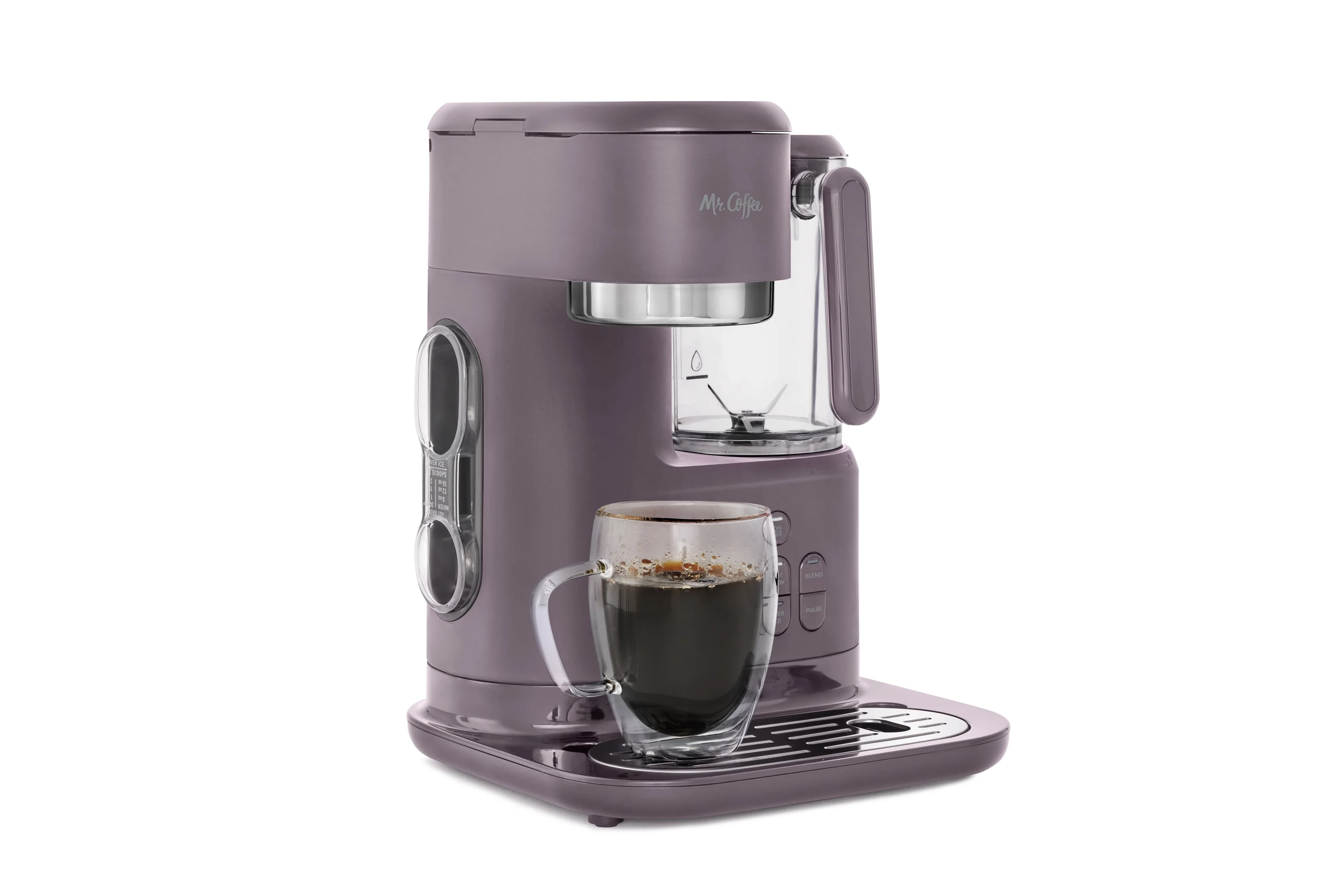 Mr. Coffee Single Serve Frappe, Iced, and Hot Coffee Maker and Blender, Single Serve Iced Coffee Maker with Reusable Tumblers and Coffee Filter, Lavender