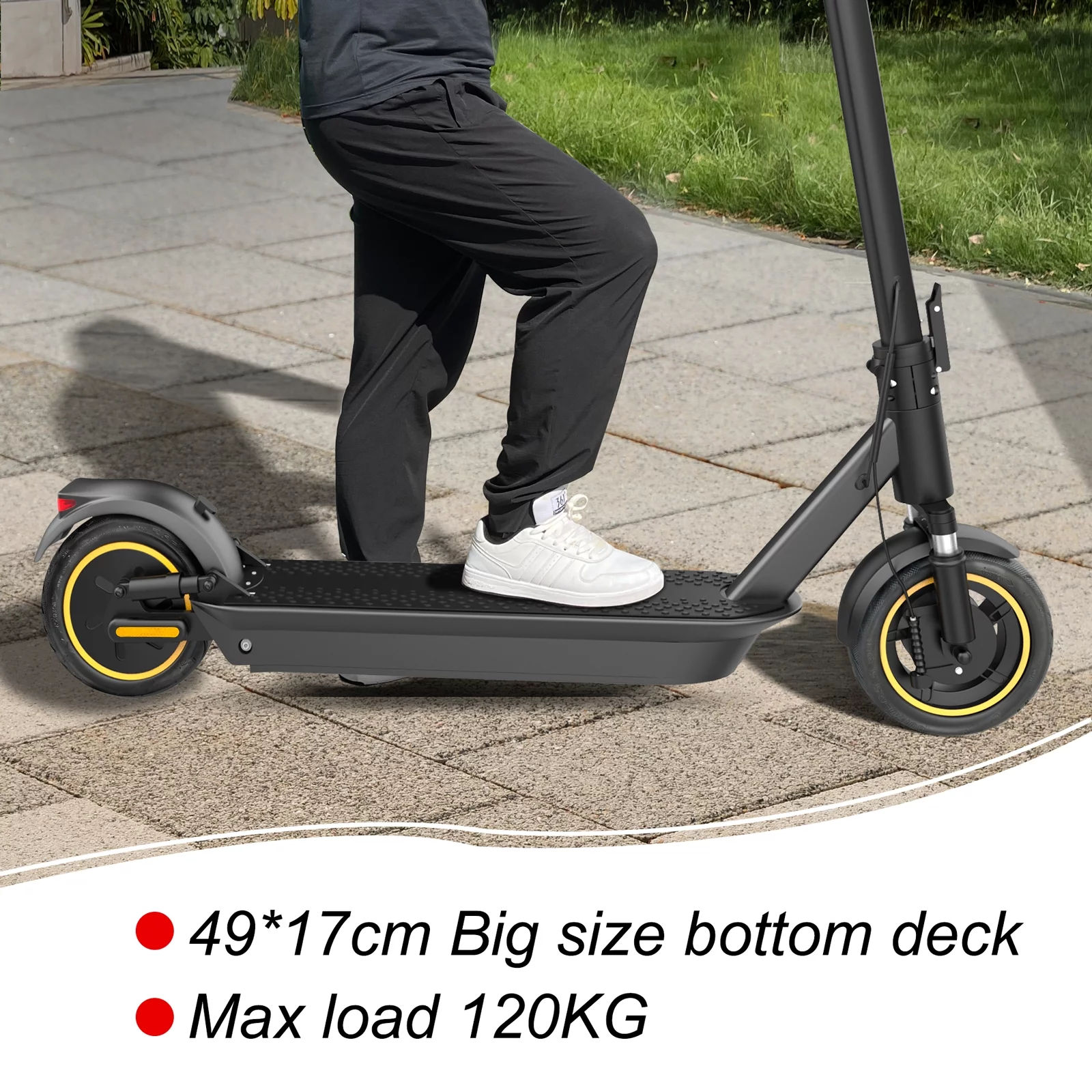 AOVOPRO Esmax 500W 10′ Foldable Electric Scooter for Adults with Air Tire and Dual Shock Absorption, Dual Braking