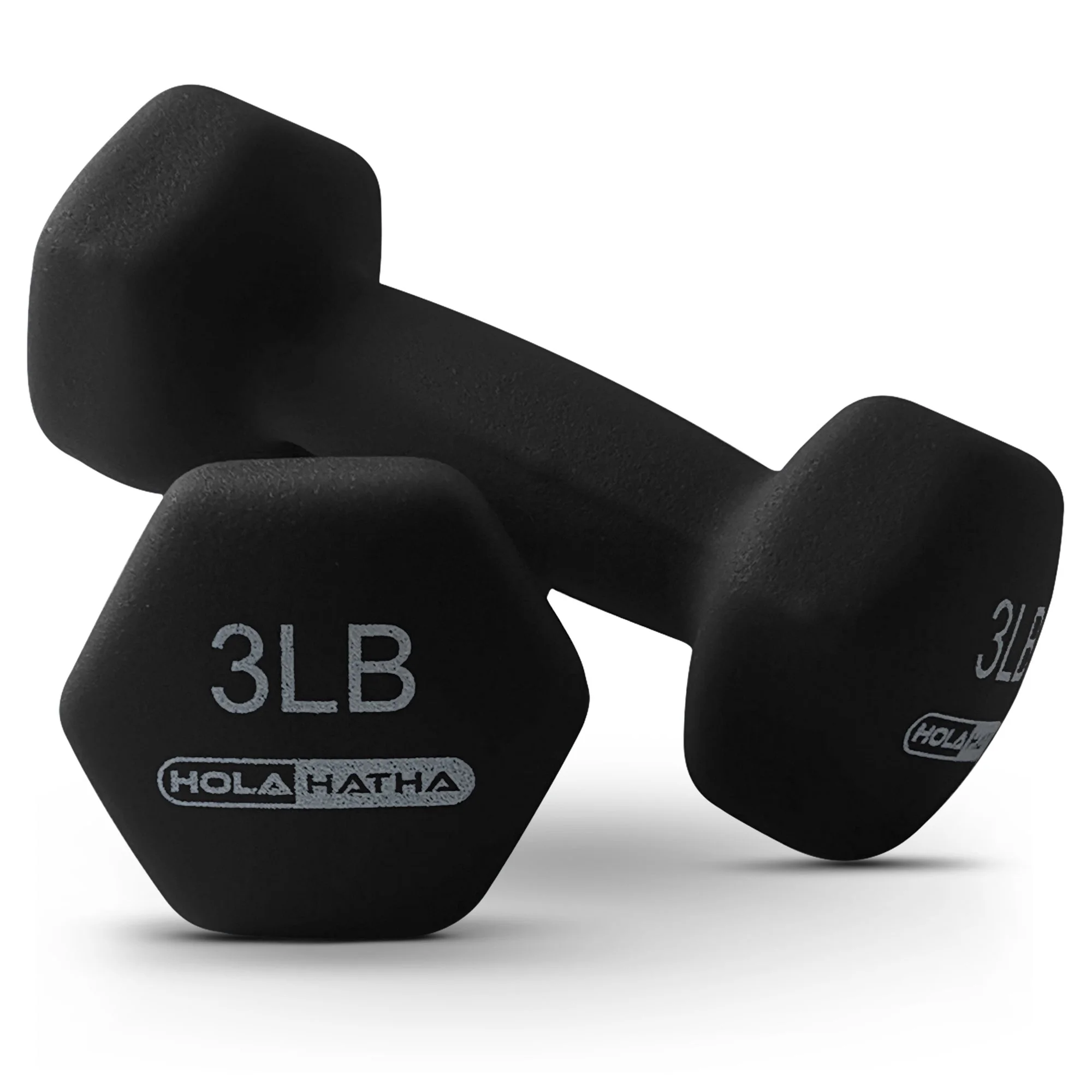 HolaHatha 3, 5, and 8 Pound Dumbbell Hand Weight Set w/Storage Rack, Black