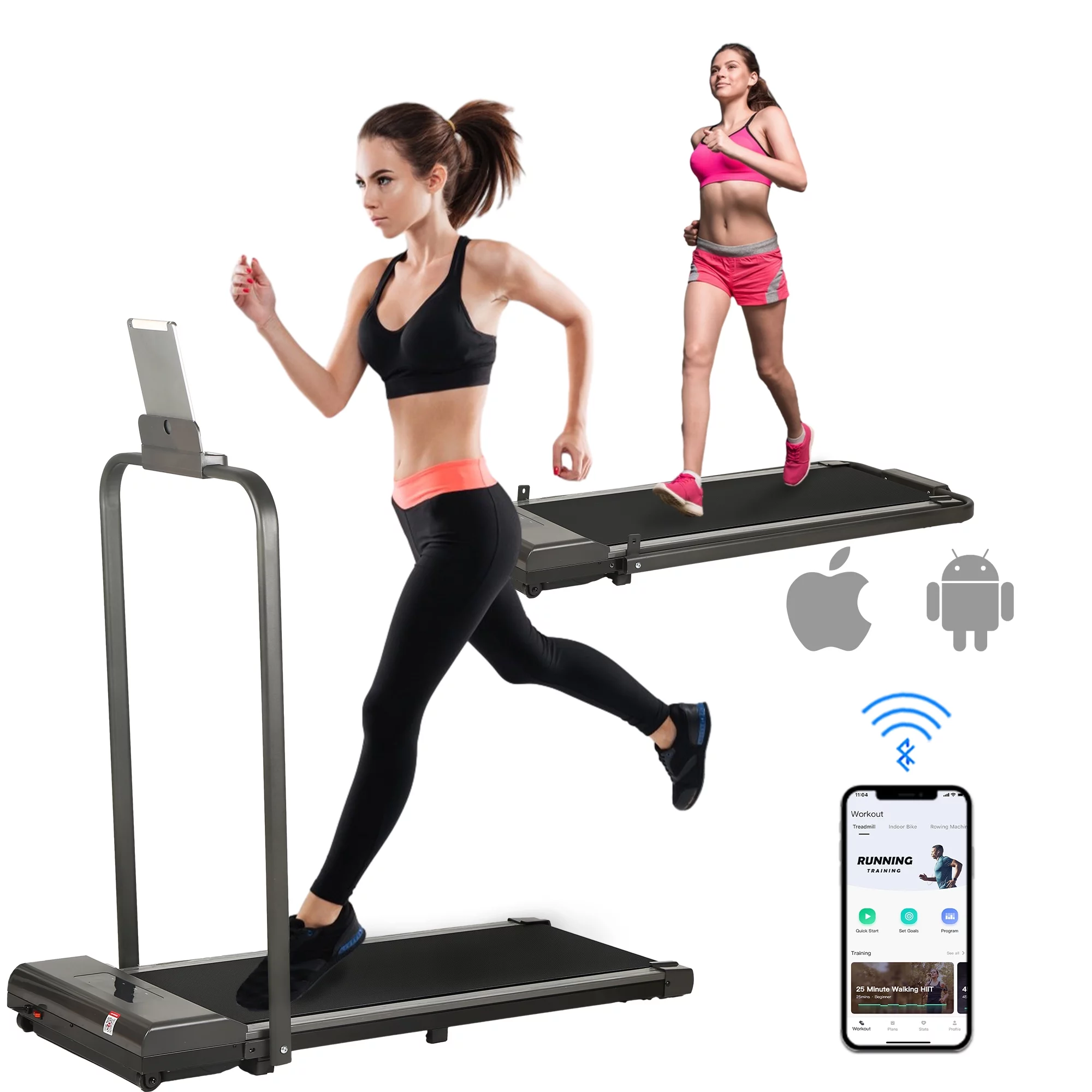 HYEASTR Electric Folding Treadmill 3.0HP Under Desk Treadmill for Home 220lbs Capacity Portable Walking Pad Treadmill 2 in 1 Running Machine with APP & Remote Control – Pink